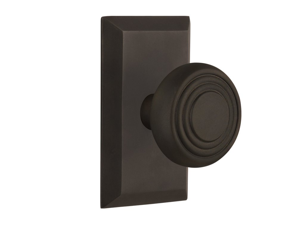 Vintage Style Studio Plate with Decorative Knob - Single Dummy Door Handle in Oil-Rubbed Bronze Finish for Bedroom, Bathroom & Cabinet Doors