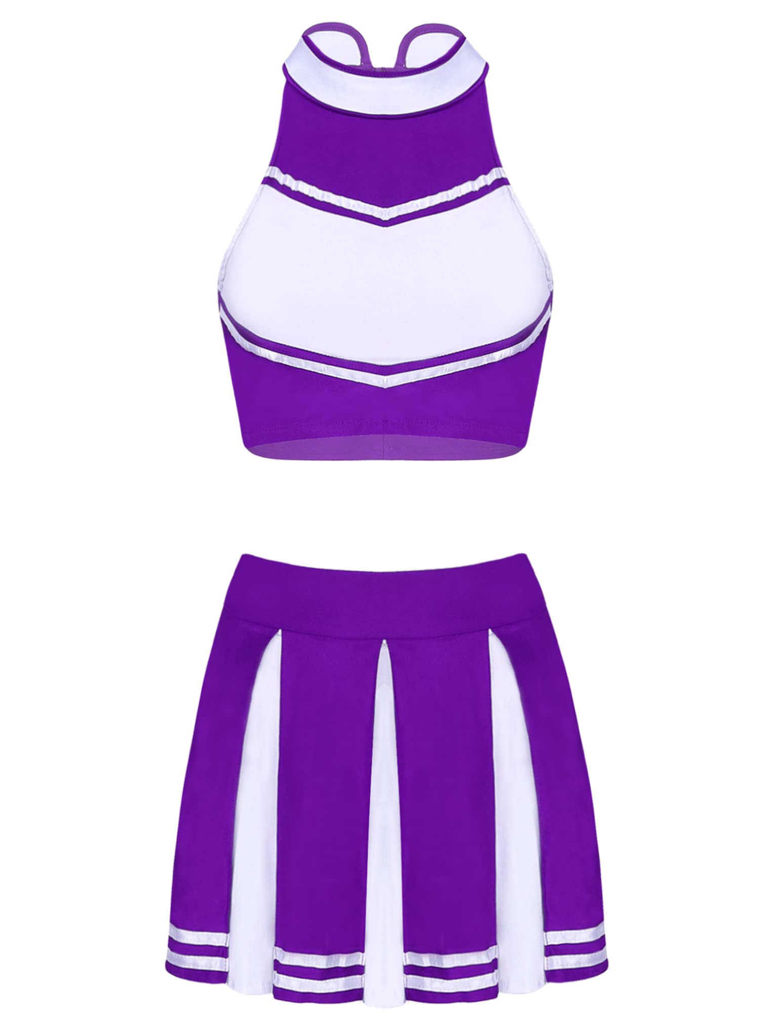 Women's 2 Piece Cheerleader Uniform Set - Sexy Crop Top & Pleated Skirt Costume for Cosplay, Role Play & Halloween Outfits - Perfect for Cheerleading Performances, Theme Parties & Dance Competitions