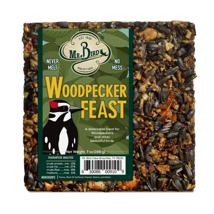 Woodpecker Feast Block Small - Set of 3 Natural Wood Suet Feeders for Wild Birds | Perfect for Backyard Birdwatching & Wildlife Attraction
