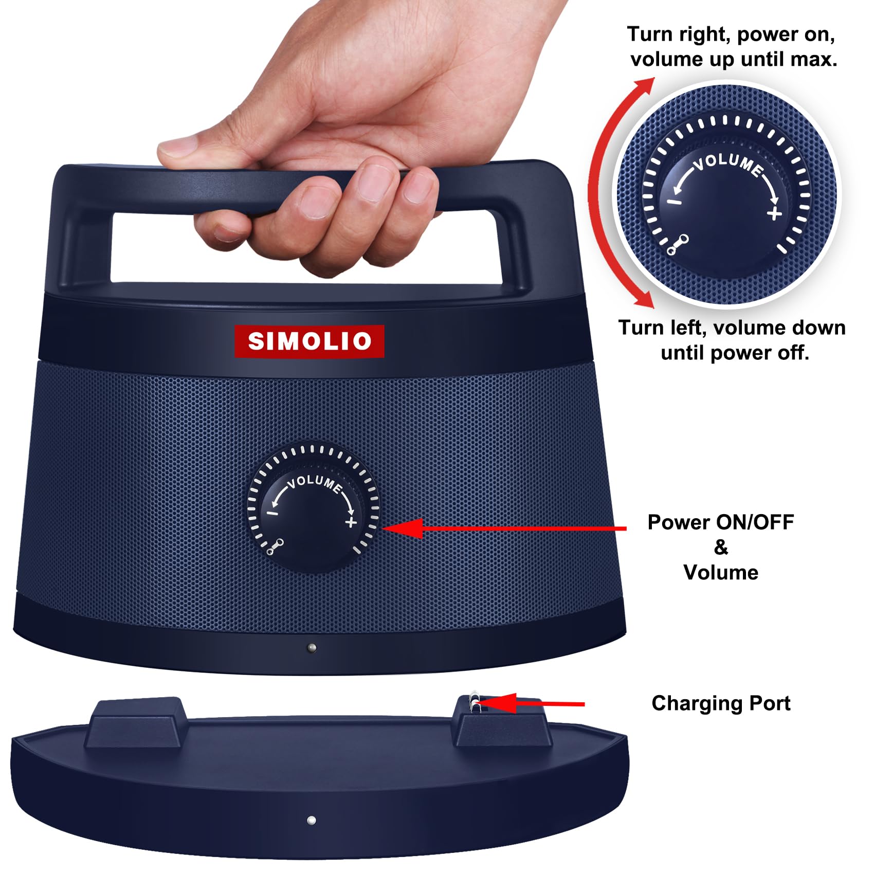 Simolio Wireless TV Speakers with Clear Dialogue, Adjustable Treble & Bass - Ideal for Hard of Hearing & Seniors | Portable Bluetooth Speaker for Smart TV, PC, Laptop | Supports Optical/RCA/AUX Input | Includes Headphones & Adapters | Perfect for Home Theater, Bedroom & Elderly Care