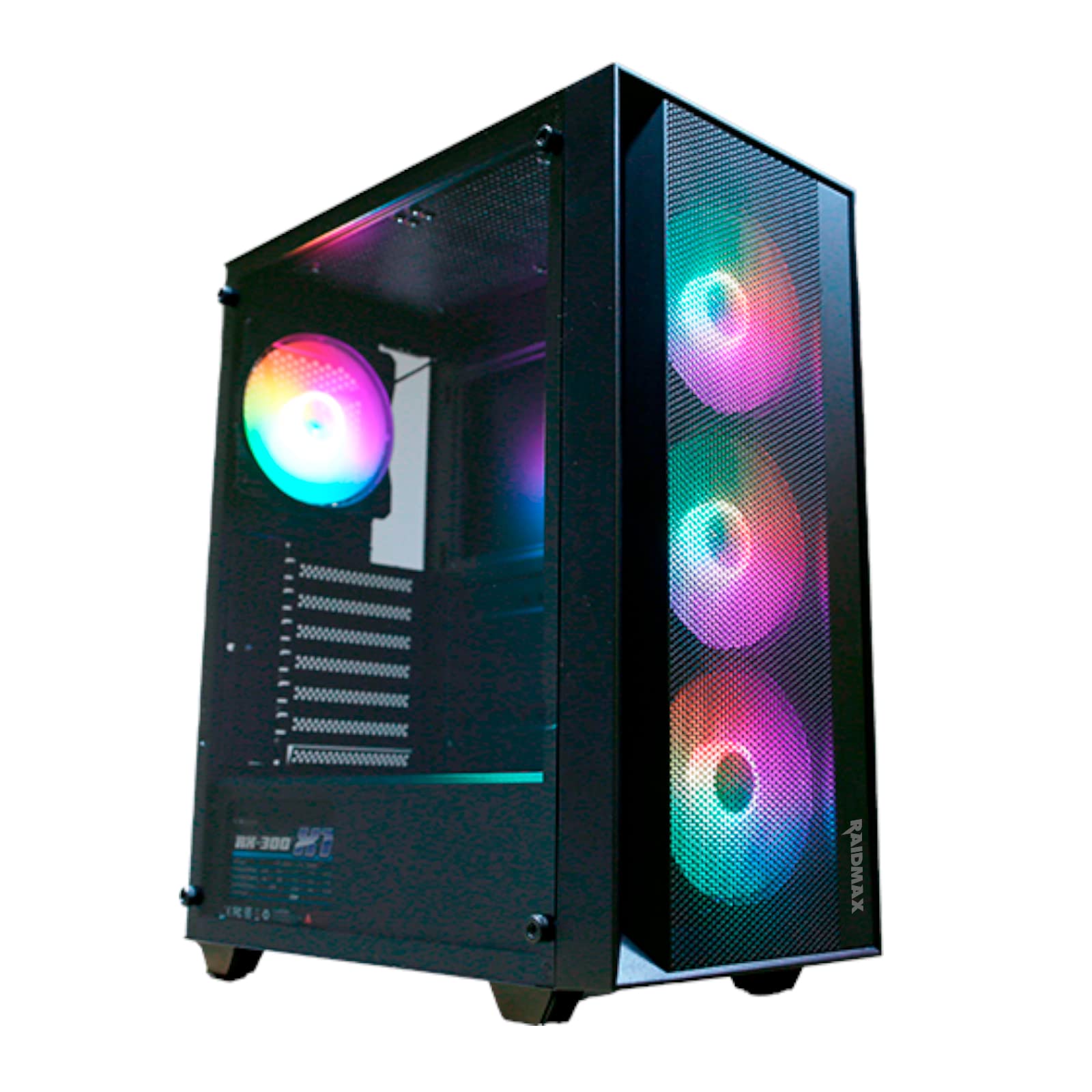 RAIDMAX V100 ATX Mid Tower Gaming PC Case - 4 Pre-Installed RGB Fans, Tempered Glass Side Panel, High Airflow Design (Black) | Perfect for Gaming Rigs, Streaming Setups & Custom PC Builds