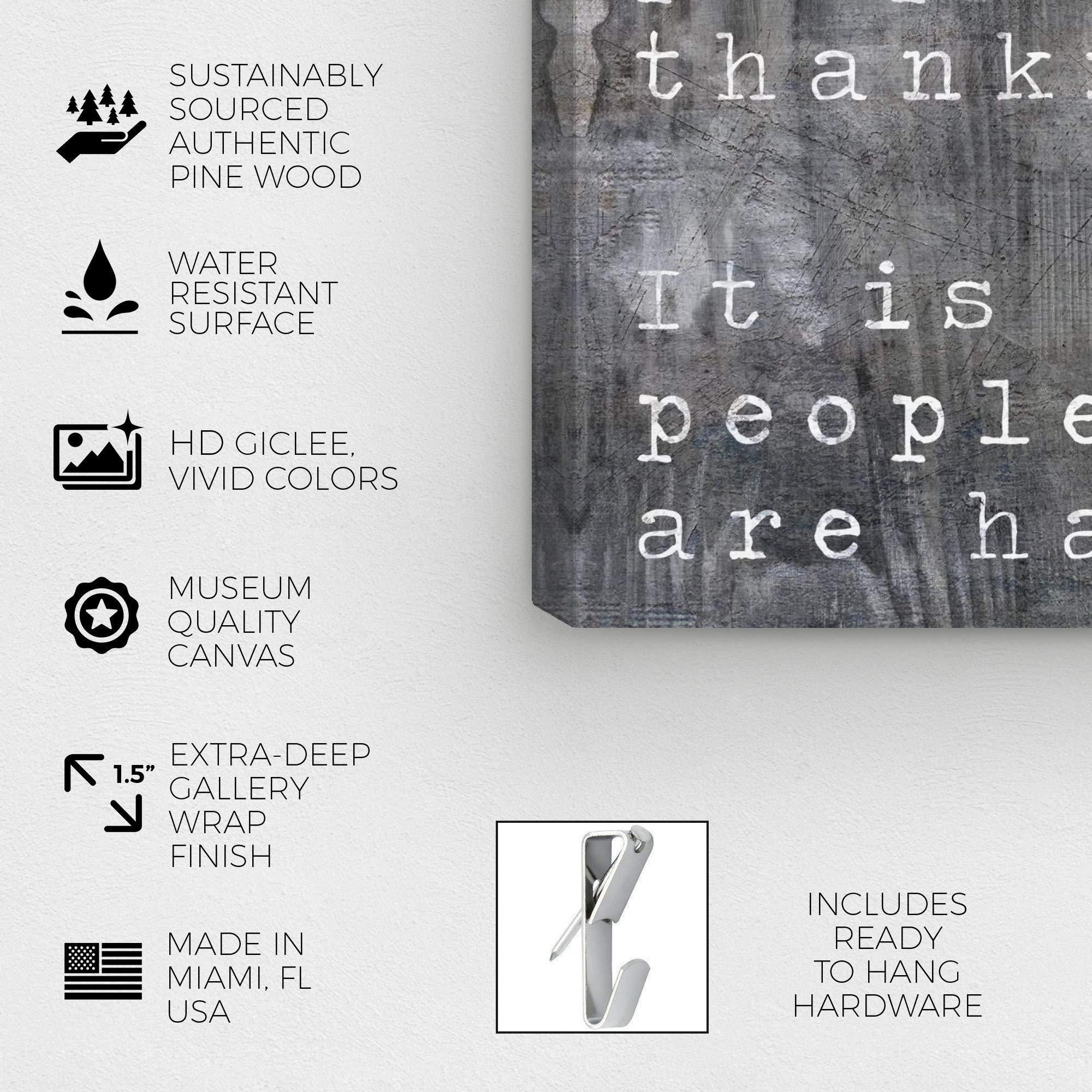Happy People Wall Art Canvas Print - 15x10 Inch Gray Typography Quote Home Decor by Oliver Gal Artist Co. - Perfect for Living Room, Bedroom & Office Inspiration