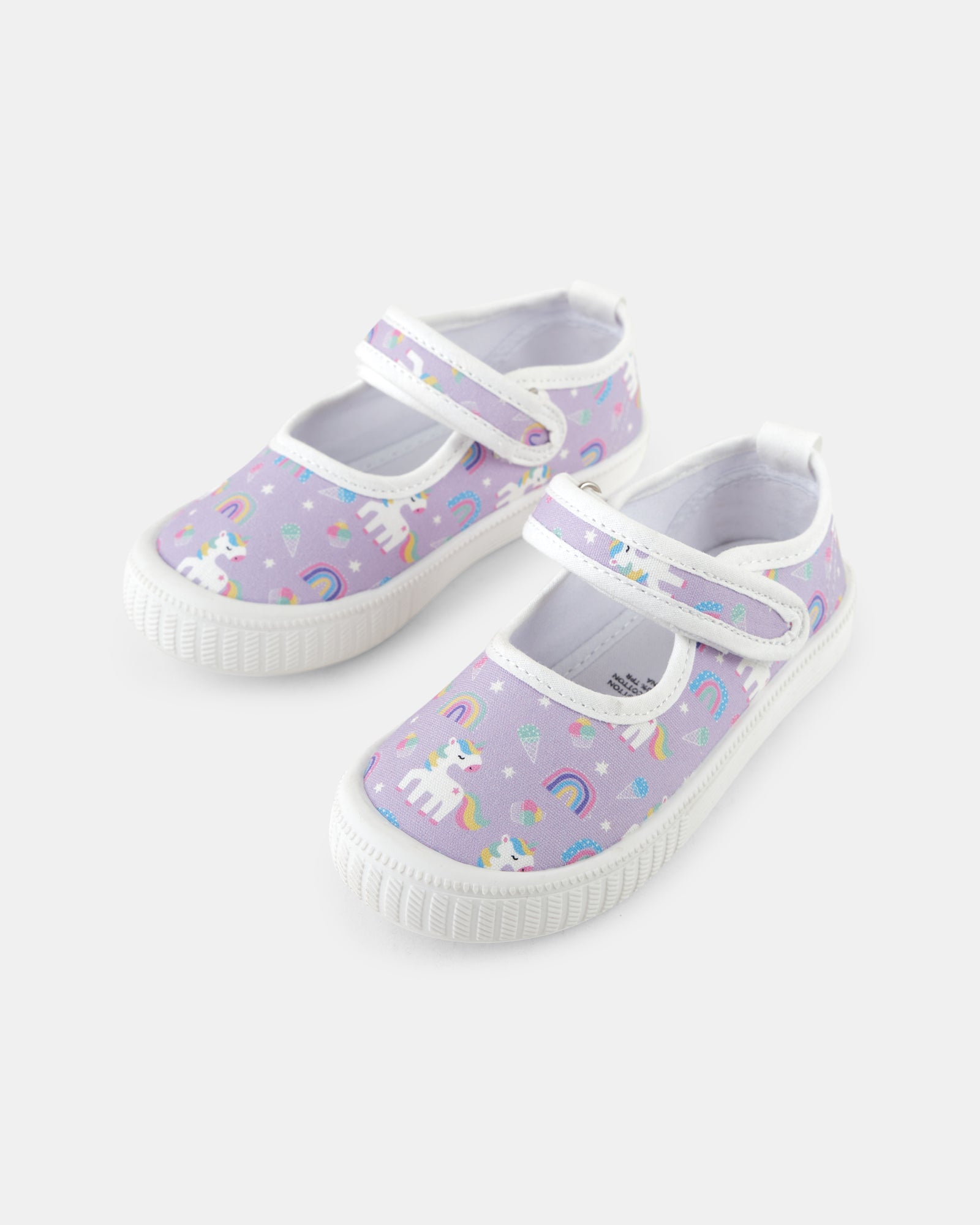 Walnut Mary Jane Canvas Shoes for Girls - Comfortable Unicorn Design - Perfect for School, Play & Casual Outfits