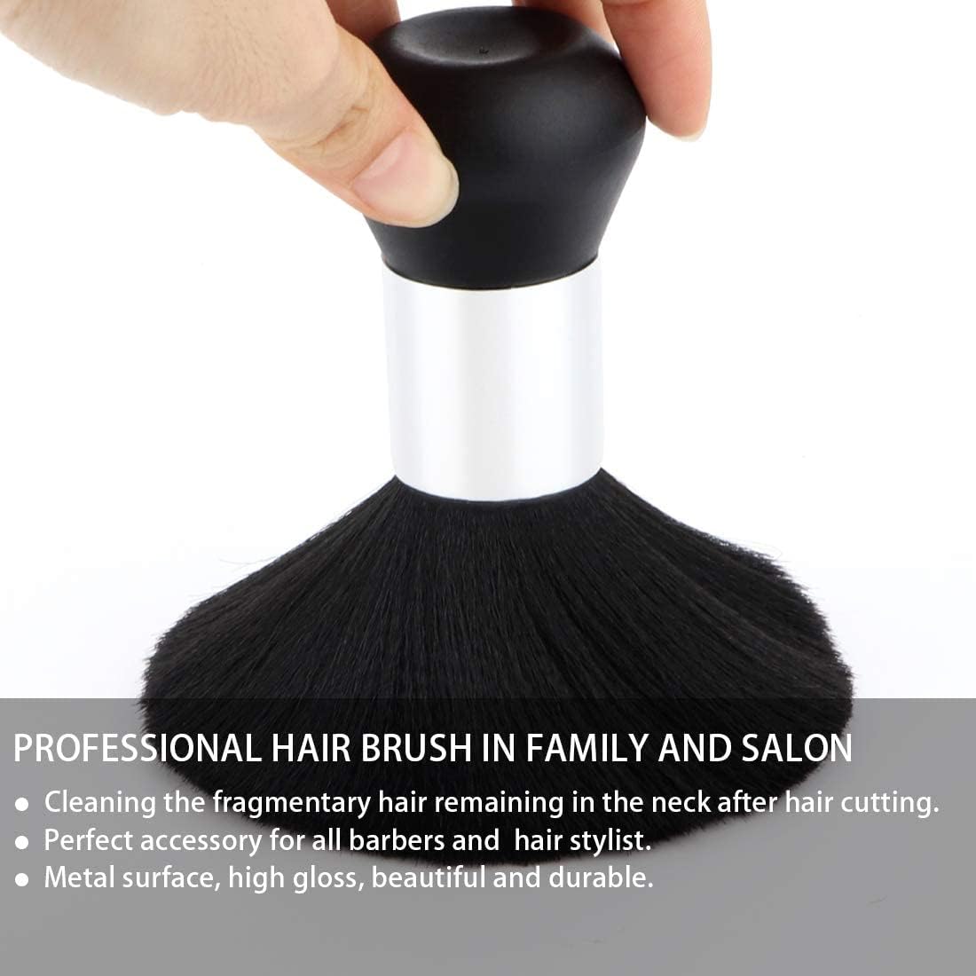 Professional Barber Neck Duster Brush - Soft Salon Hairbrush for Hairdressers & Barbers with 1 Styling Comb & 1 Fine Cutting Comb - Perfect for Removing Hair Clippings After Haircuts & Styling in Salons & Barbershops
