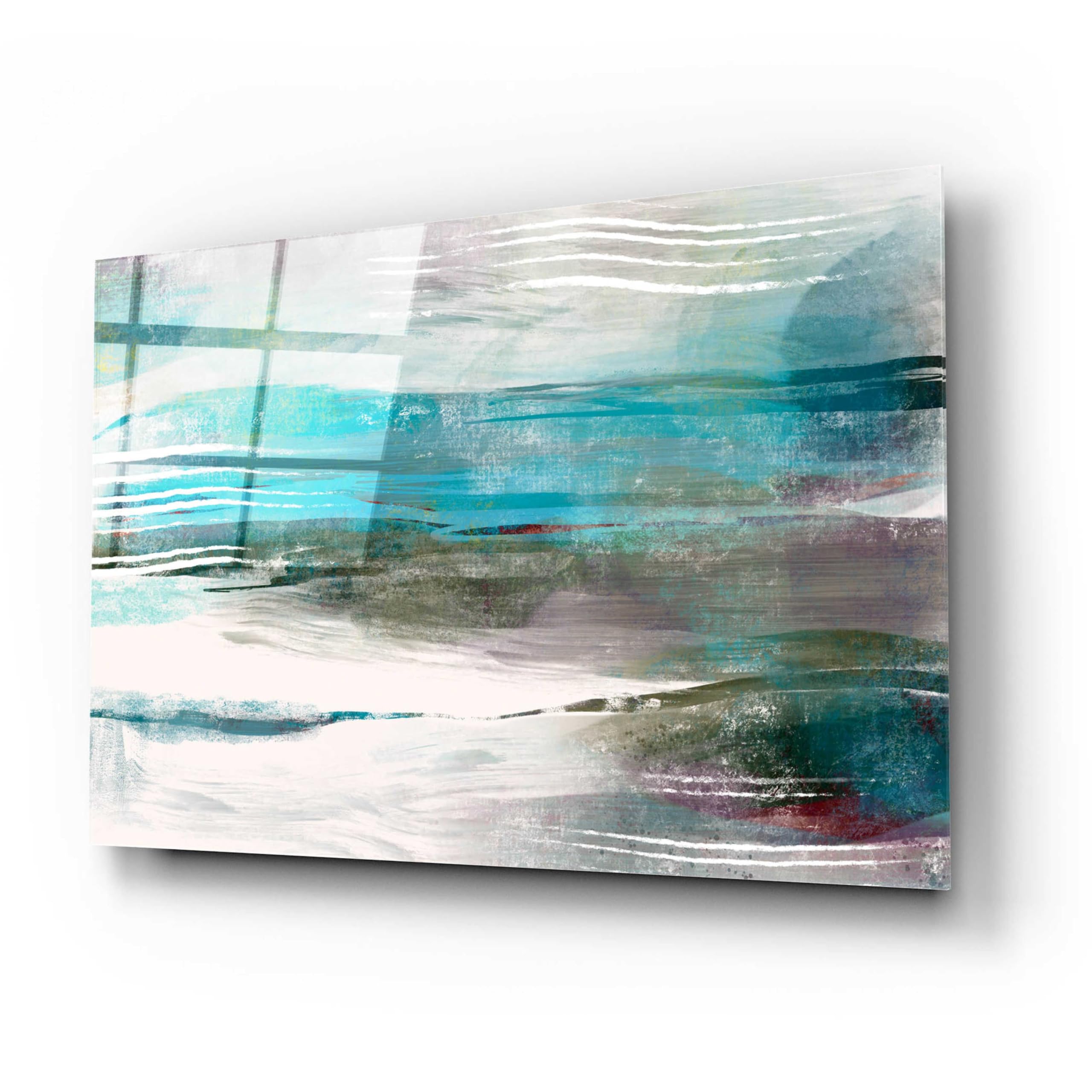 Delores Naskrent 'Water Flow' Acrylic Glass Wall Art - 24x16 Inches Modern Abstract Painting for Living Room, Bedroom & Office Decor