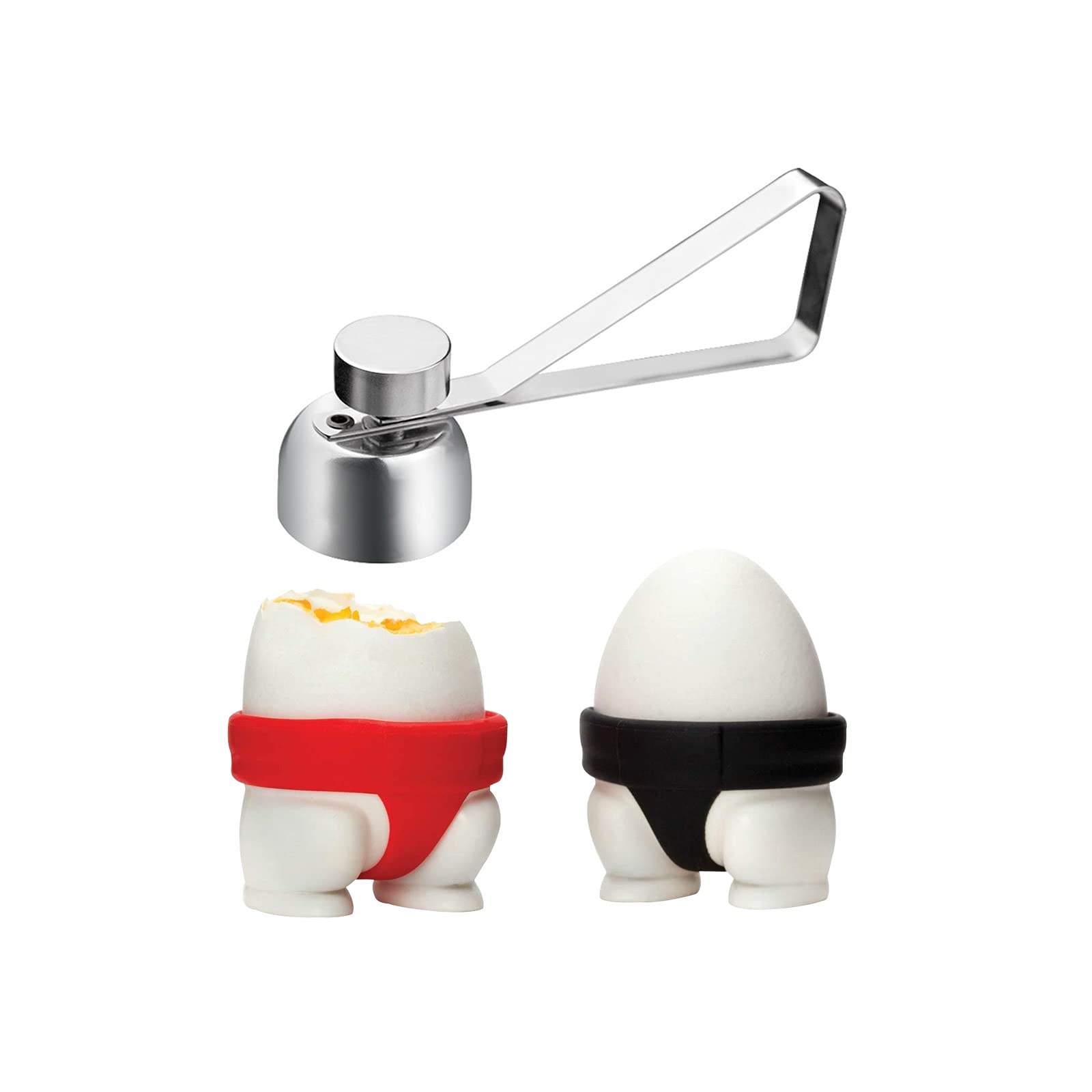 Premium Egg Cups Set of 2 with Stainless Steel Egg Topper - Perfect for Soft & Hard Boiled Eggs | Ideal for Breakfast, Brunch & Easter Decor | Durable Kitchen & Dining Accessories