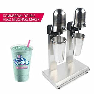 Commercial 110V 560W Dual Head Stainless Steel Drink Mixer - Smoothie, Malt & Soft Cream Blender with Measuring Cups & 2 Speed Settings - Perfect for Shakes, Coffee Shops, Bars & Dessert Stores