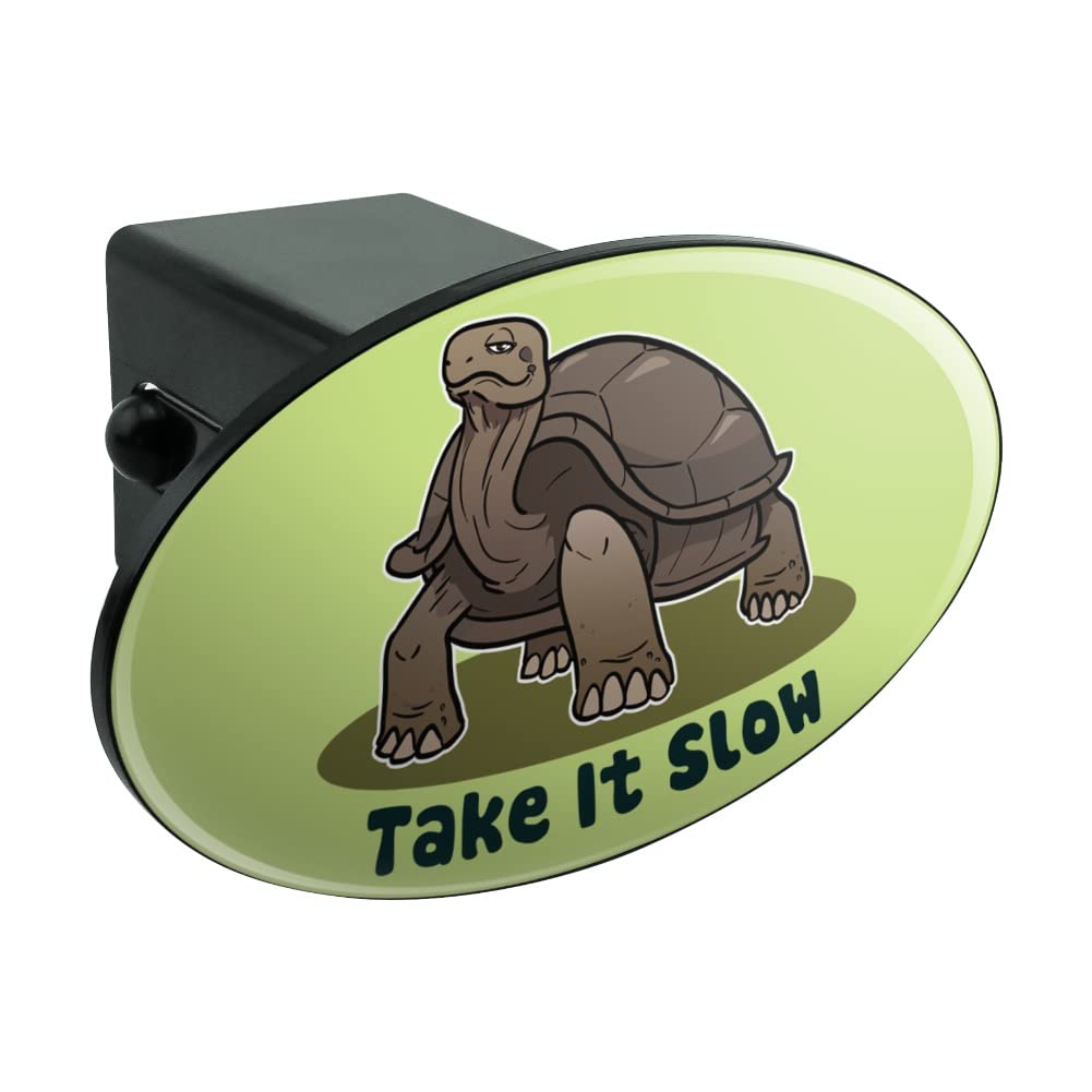 Tortoise 'Take It Slow' Turtle Oval Tow Trailer Hitch Cover Plug Insert - Durable Hitch Protector for Trucks & SUVs - Perfect for Road Trips & Camping Adventures