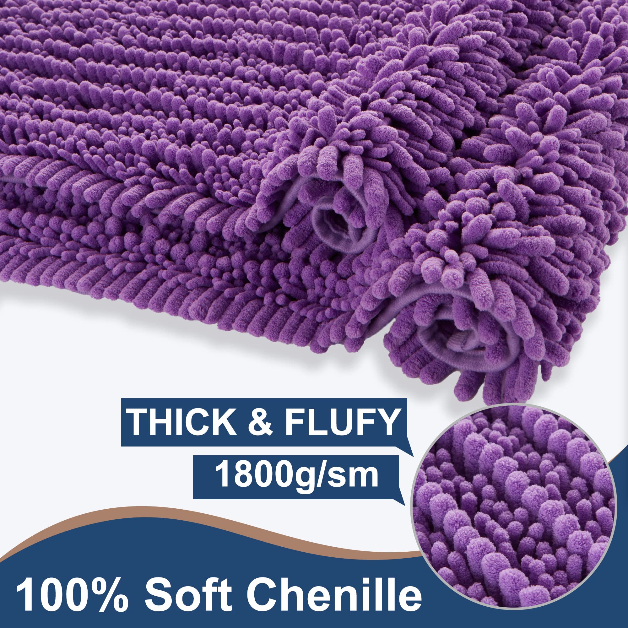 FLOLEOPA Soft Plush Microfiber Bathroom Rugs - Ultra Absorbent Non-Slip Shower Mat, Machine Washable Bathroom Floor Mats for Tub & Shower (27.5x47 Inches, Lavender) - Perfect for Bathroom Safety and Comfort