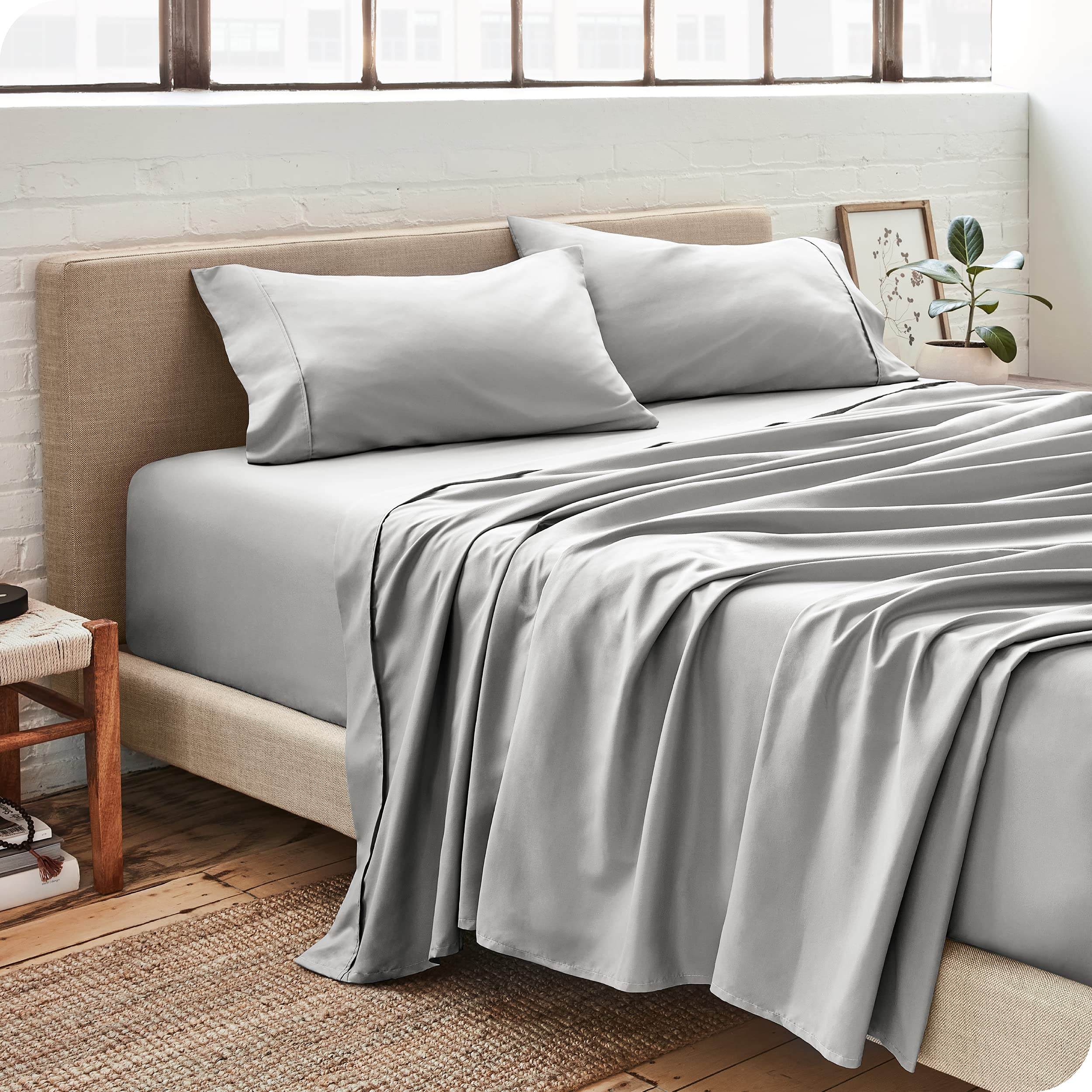 Bare Home King Size Microfiber Sheet Set with Comforter Bundle - Ultra Soft Light Grey Bedding Set for Luxurious Sleep & Hotel-Style Comfort