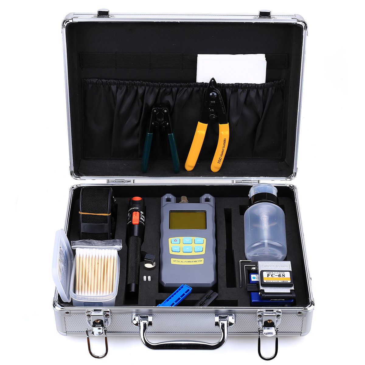 22 in 1 FTTH Fiber Optic Tool Kit with FC-6S Cleaver, Optical Power Meter & Visual Fault Locator - Professional Cold Connection Tools for Fiber Optic Cable Installation & Maintenance