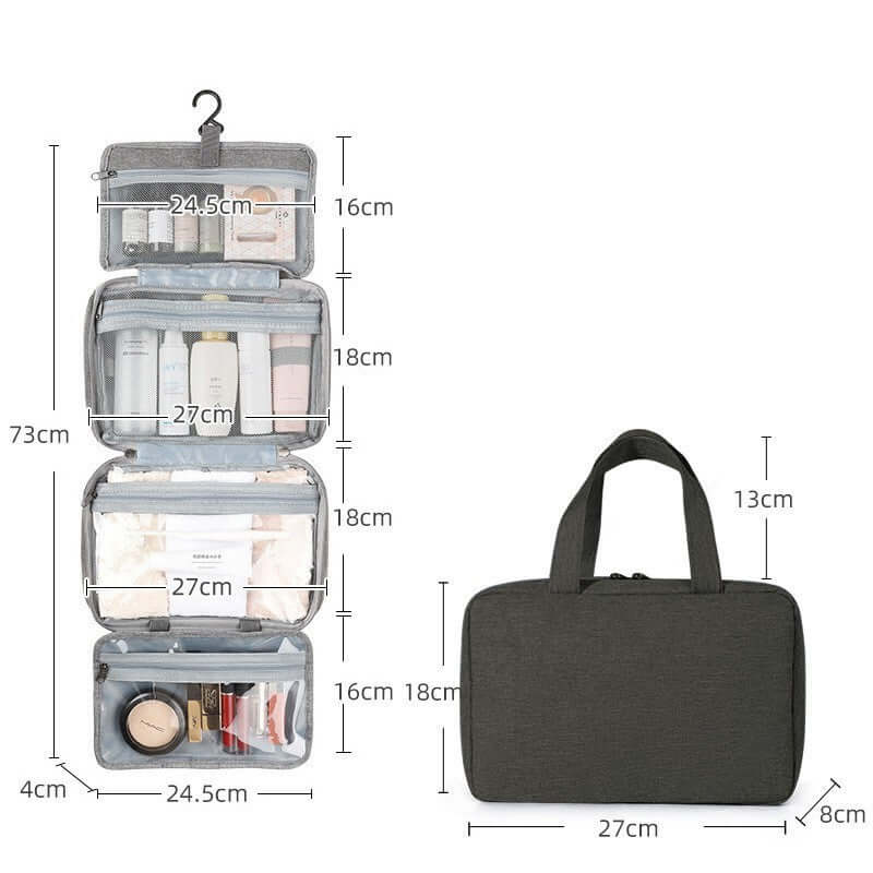 Waterproof Hanging Foldable Toiletry Bag for Travel - Lightweight Cosmetic Organizer with Hook | Perfect for Camping, Gym & Airplane Carry-on | A1352