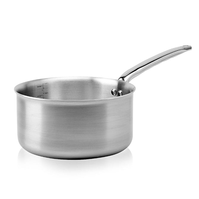 De Buyer Alchimy Stainless Steel Saucepan - 2.5 Quart Professional Cooking Pot with Lid for Induction, Gas & Electric Stoves - Perfect for Sauces, Soups & Stews