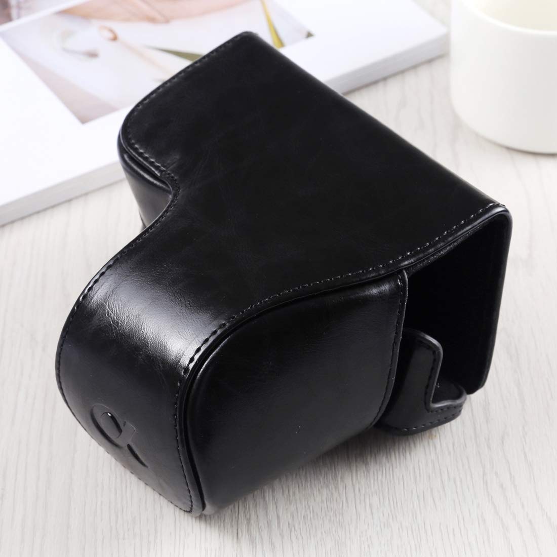 Premium PU Leather Camera Case Bag with Adjustable Strap for Sony A6400/ILCE-6400 - Durable Full Body Protection for Travel & Outdoor Photography