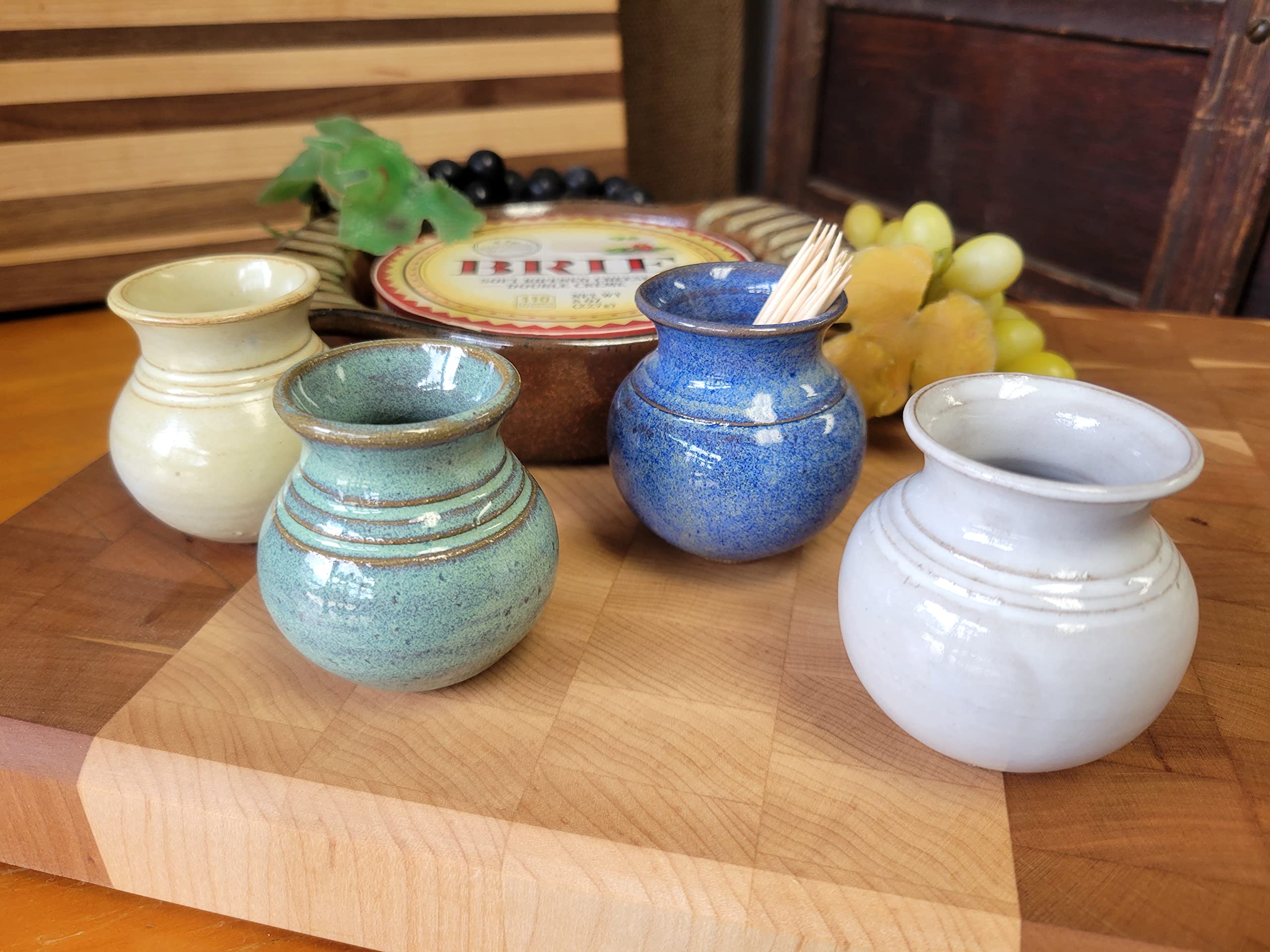 Handmade Green Ceramic Toothpick Holder - Mini Keepsake Pot for Weddings, Parties & Charcuterie Boards | Perfect for Home Decor, Kitchen Organization & Table Setting Accessories