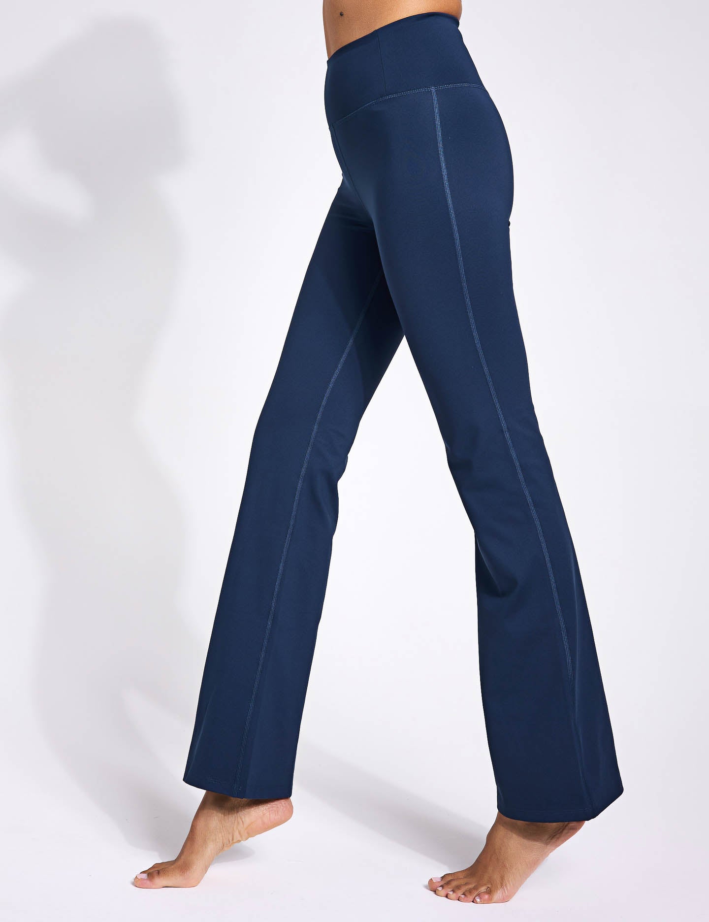 High Waist Compressive Flare Leggings for Women - Midnight Black - Yoga, Workout & Everyday Wear