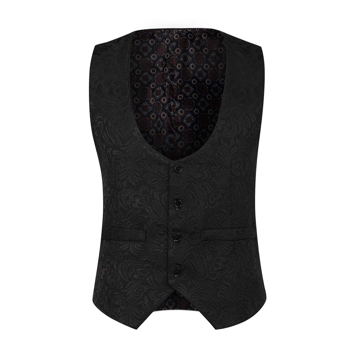 YFFUSHI Men's 3 Piece Slim Fit Jacquard Tuxedo Suit Set - One Button Shawl Collar Jacket, Vest & Dress Pants for Weddings, Prom & Formal Events | Premium Business & Evening Wear