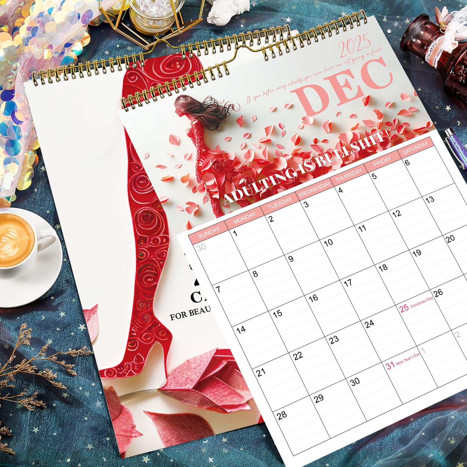 2025 FU-CK IT Refrigerator Calendar - Funny Swear Word Monthly Planner (Jan-Dec 2025) | 8x8x11 Inch Red Calendar for Women | Perfect Christmas & New Year Gift for Tired Women - Great for Office, Kitchen & Home Decor