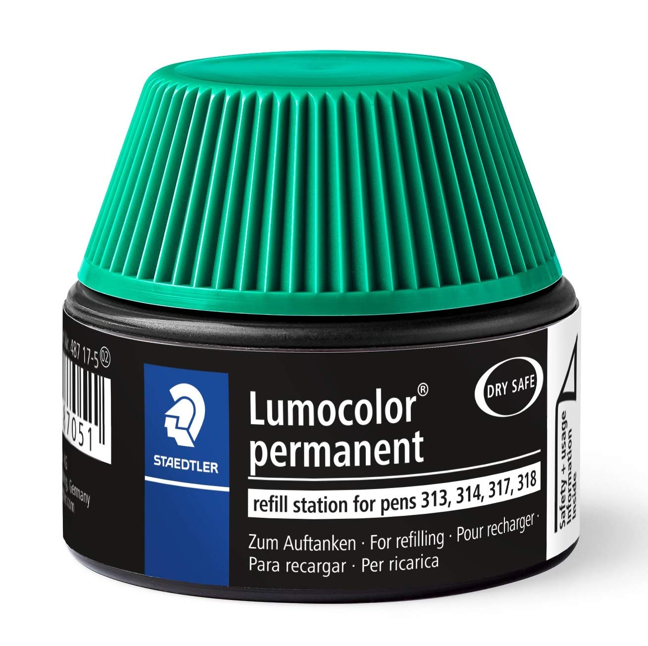 STAEDTLER Lumocolor Permanent Refill Station 487 17-5 - Green Ink Refill for Permanent Markers | Ideal for Office, School & Art Projects