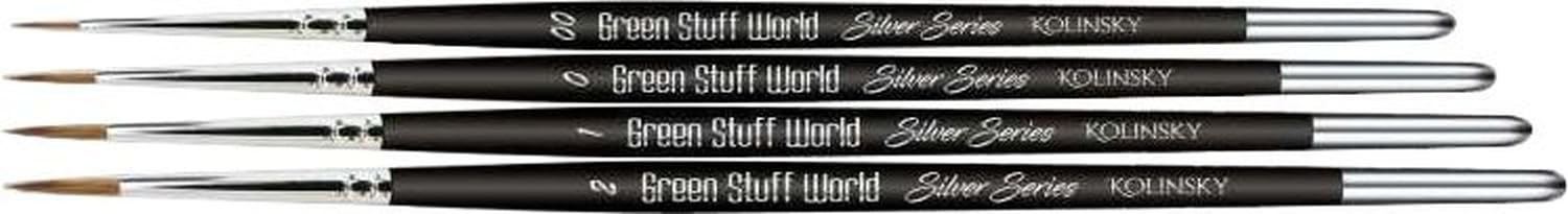 Kolinsky Silver Series Green Stuff Set - Premium Paint Brushes for Miniature Painting, Warhammer, and Model Building | Perfect for Hobbyists & Artists