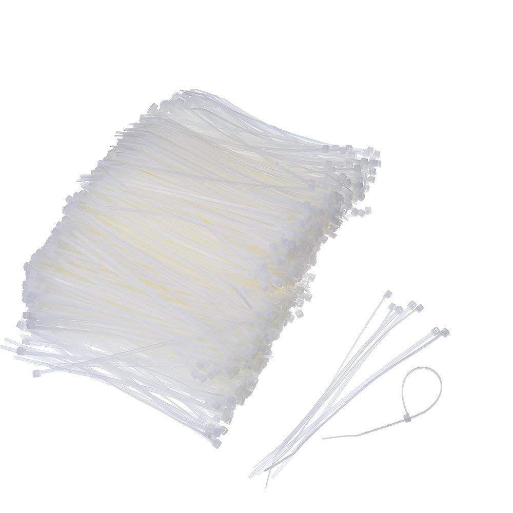 4 Inch Black UV Weather Resistant Cable Ties - 1000 Pack Heavy Duty 18 Lbs Zip Ties (Natural/Clear) for Outdoor, Electrical, and Industrial Use
