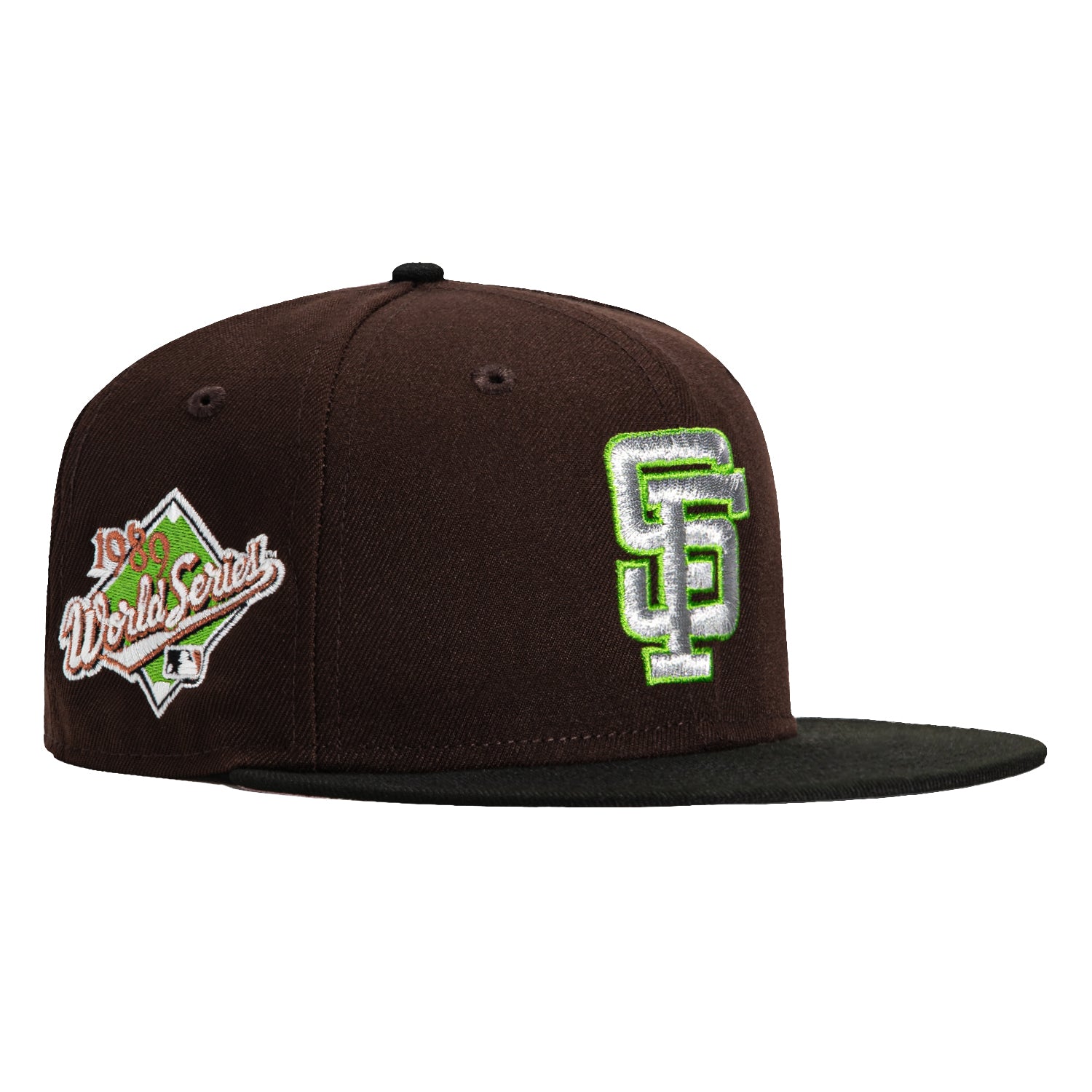 New Era 59Fifty MLB San Francisco Giants 1989 World Series Patch Snapback Hat - Brown & Black Vintage Baseball Cap for Men, Women | Game Day, Streetwear, Sports Fan Gift