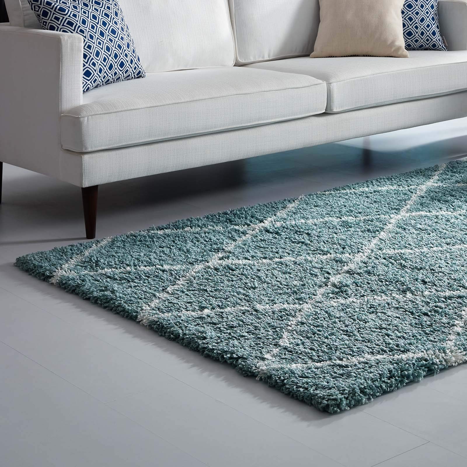 Modern Contemporary Urban Design Living Room Area Rug - Soft Fabric Floor Carpet with Multi-Blue Pattern - Perfect for Lounge, Bedroom & Home Decor