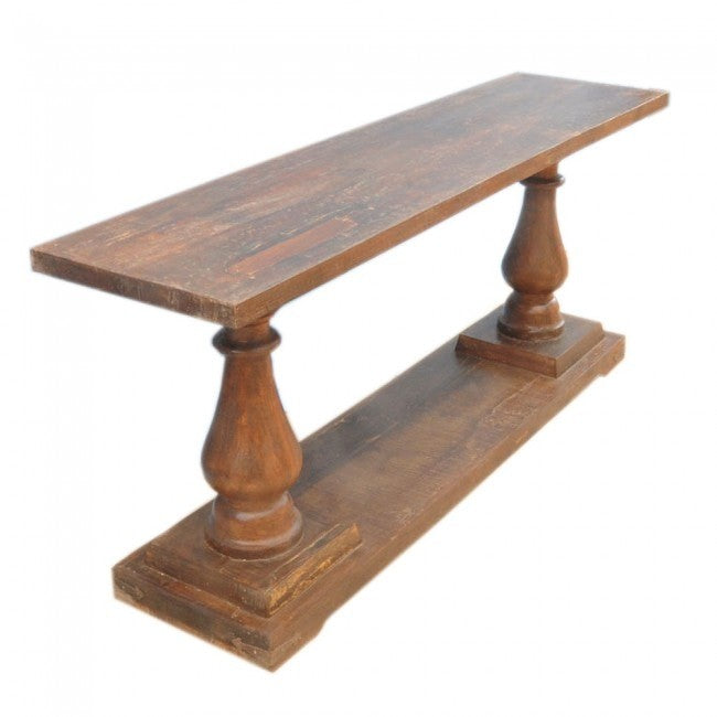 French Provincial Style Large Console Table - Elegant Entryway & Living Room Furniture for Home Decor | Solid Wood Hallway Sofa Table with Carved Pillar Legs
