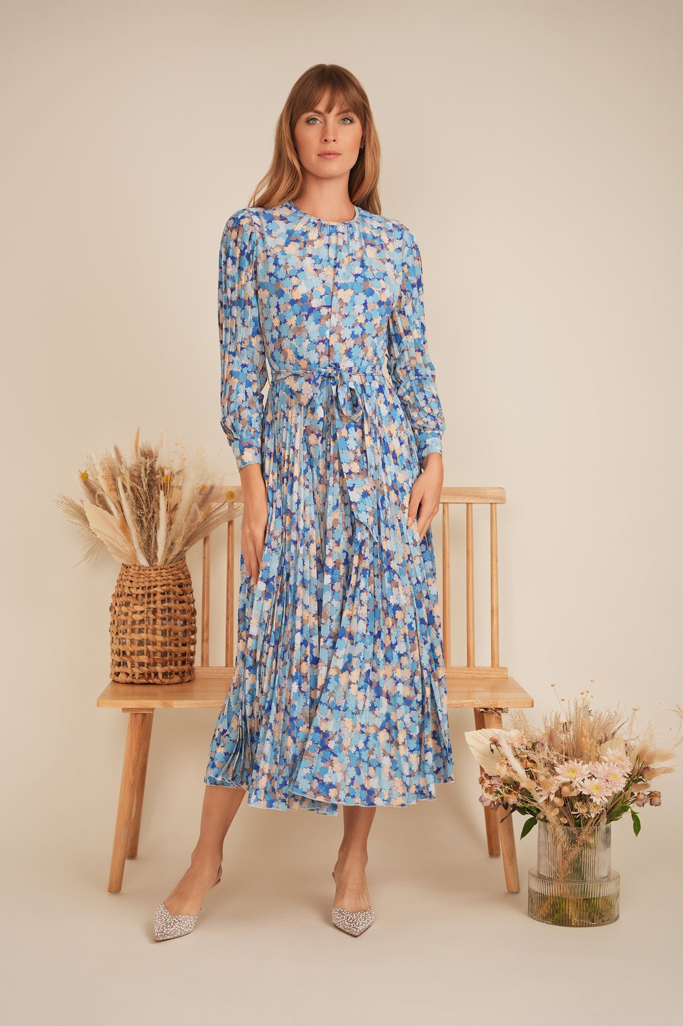 Elegant Satin Mosaic Pleated Midi Dress for Women - Perfect for Cocktail Parties, Weddings & Evening Events