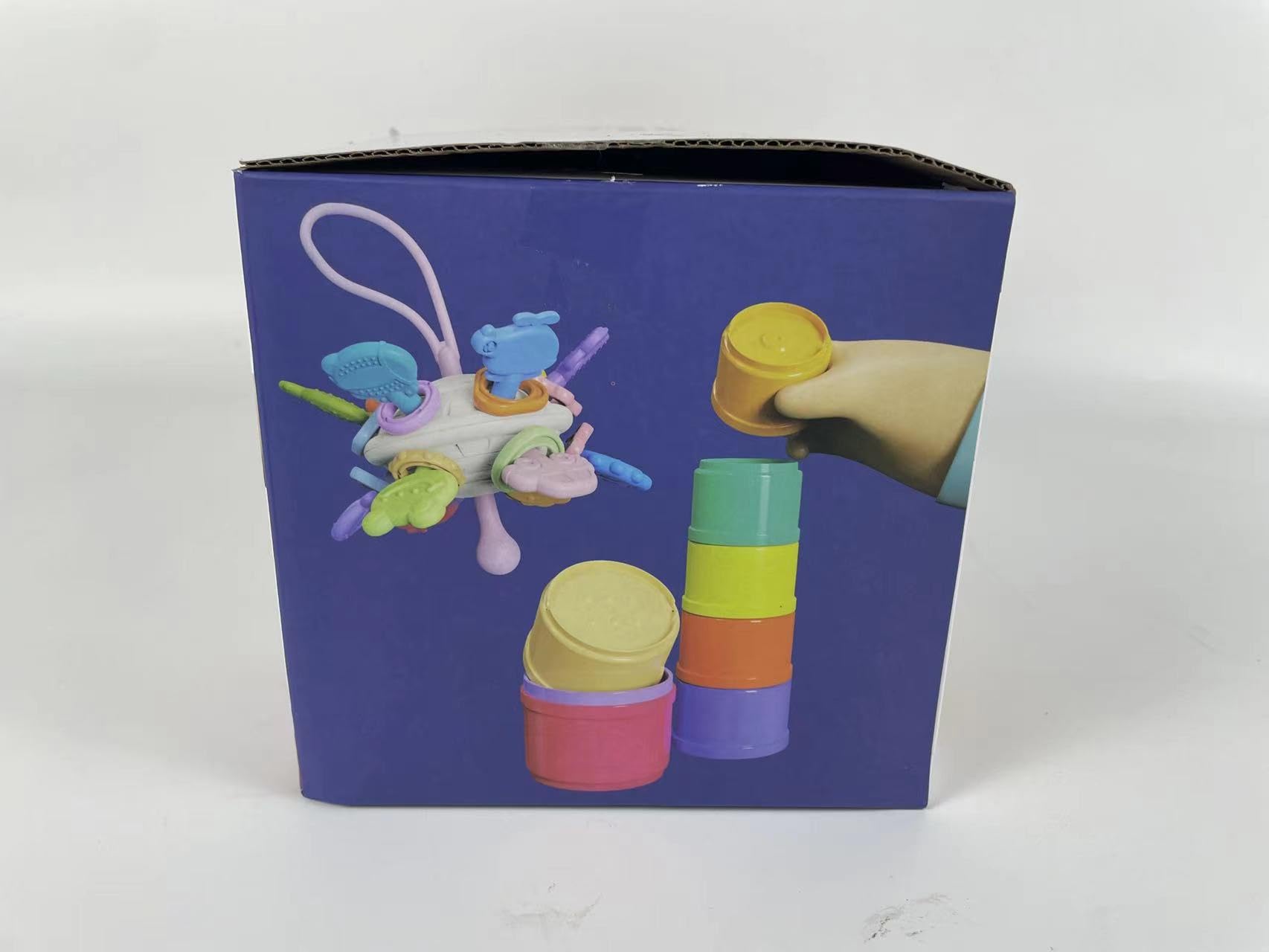 Montessori Baby Toys for 6-12 Months - 5-in-1 Sensory Toy Set with Teether, Stacking Cups, Wooden Sorting Blocks & Suction Toys | Early Learning Developmental Toys for Toddlers 1-3 Years | Perfect for Playtime, Baby Shower & Birthday Gifts