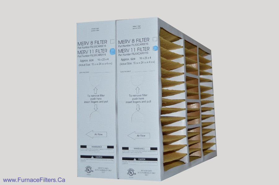 Genuine Carrier 16x25x4 5/16 Furnace Air Filter MERV 11 (Case of 2) - Exact Size 15 3/4 x 24 3/4 x 4 5/16 - Perfect for HVAC Systems, Home & Office Air Purification