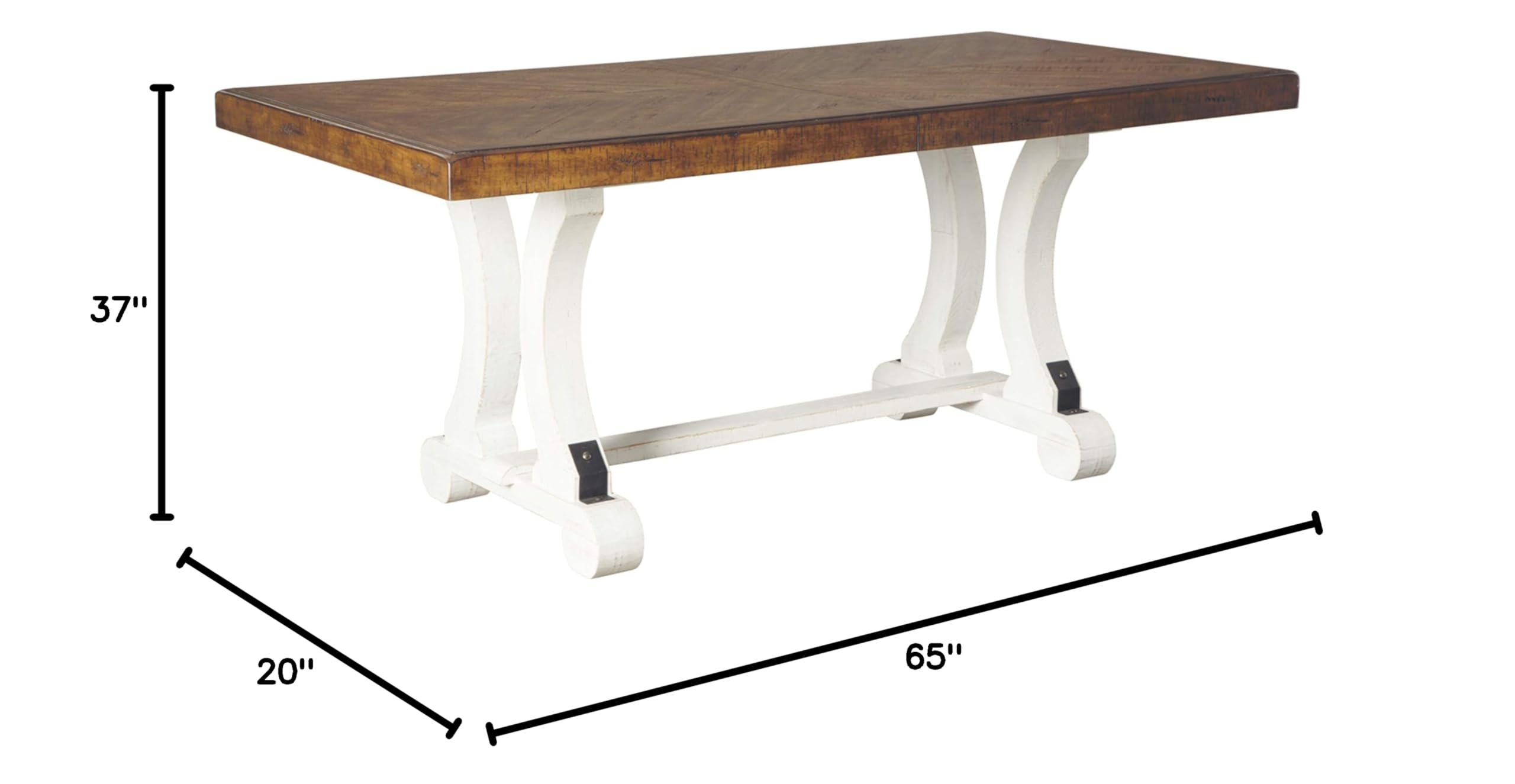 Ashley Valebeck Farmhouse Dining Room Buffet & Extension Dining Table Set - White & Brown Distressed Finish, Seats 8 - Rustic Farmhouse Style for Dining Room, Kitchen or Entertaining Space