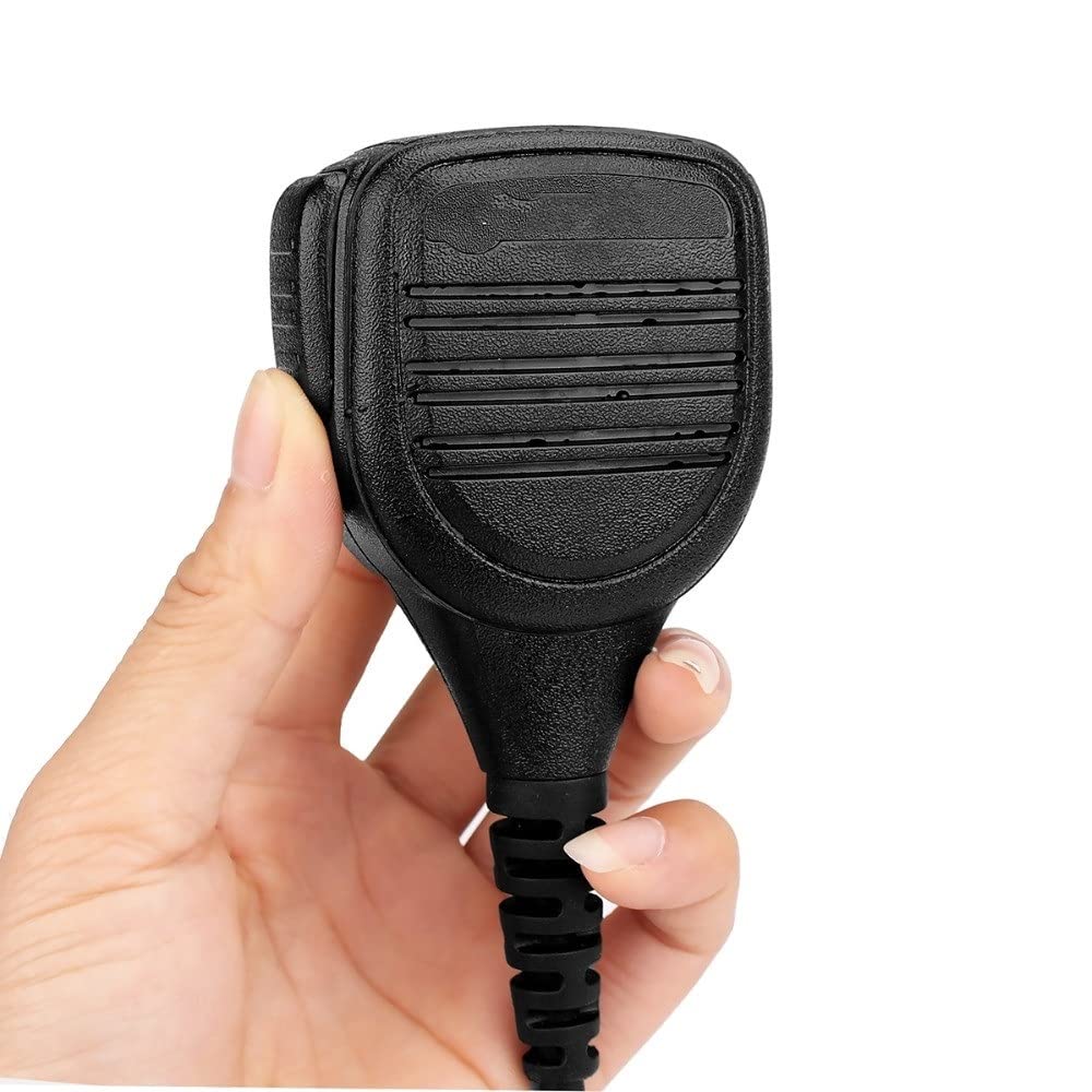 ARSMI IP54 Waterproof Speaker Microphone with Headset Jack & PTT Button - Compatible with Kenwood, Baofeng UV-5R, UV-82 Walkie Talkies - Ideal for Outdoor Adventures, Construction Sites & Emergency Communication