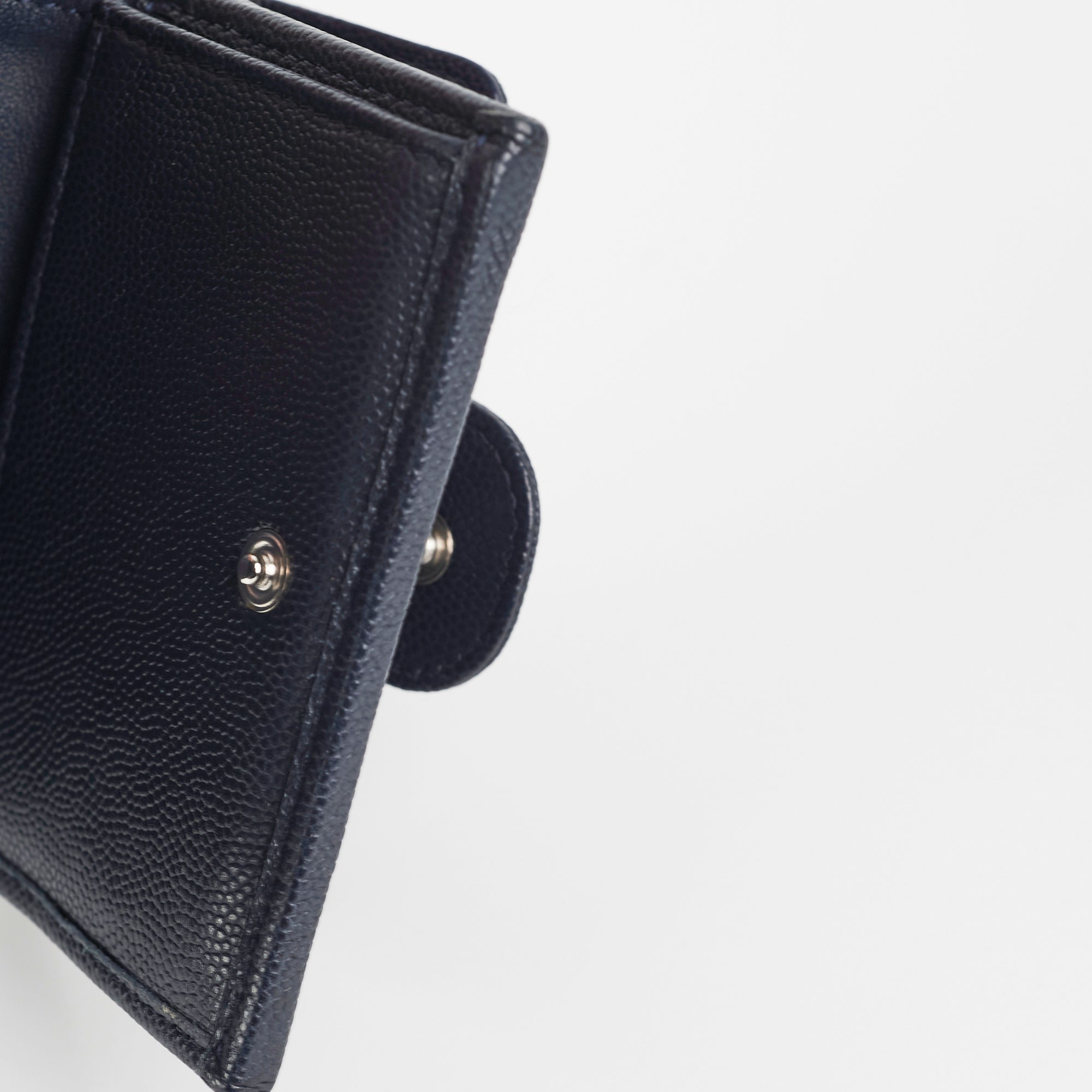 Chanel Caviar Leather Compact Wallet in Navy Blue - Perfect for Everyday Use & Luxury Gift Giving