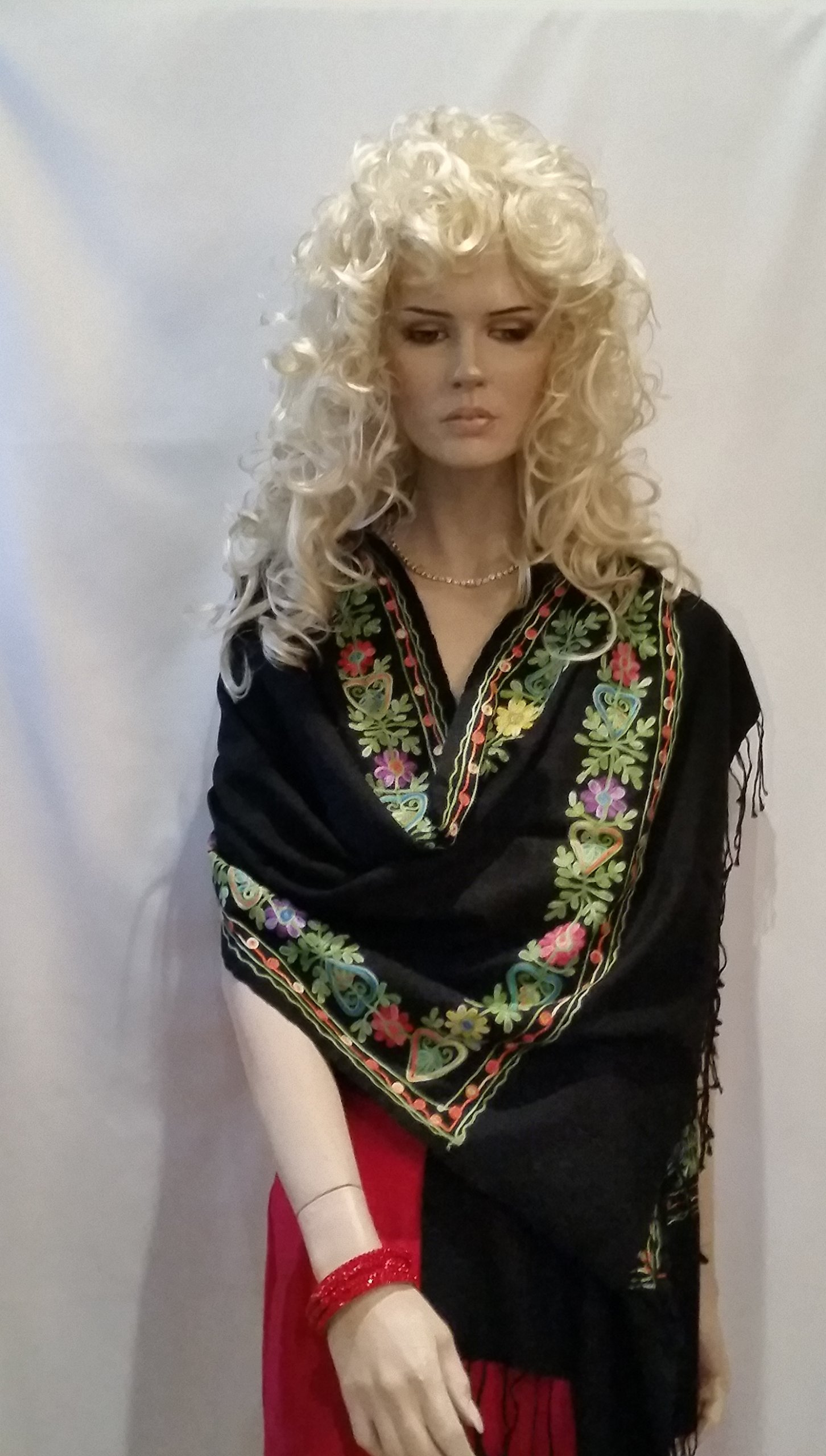 Luxury Pashmina Stole Scarf with Handmade Crewel Embroidery - Soft Cashmere Wool Wrap for Women - Perfect for Weddings, Parties & Winter Fashion