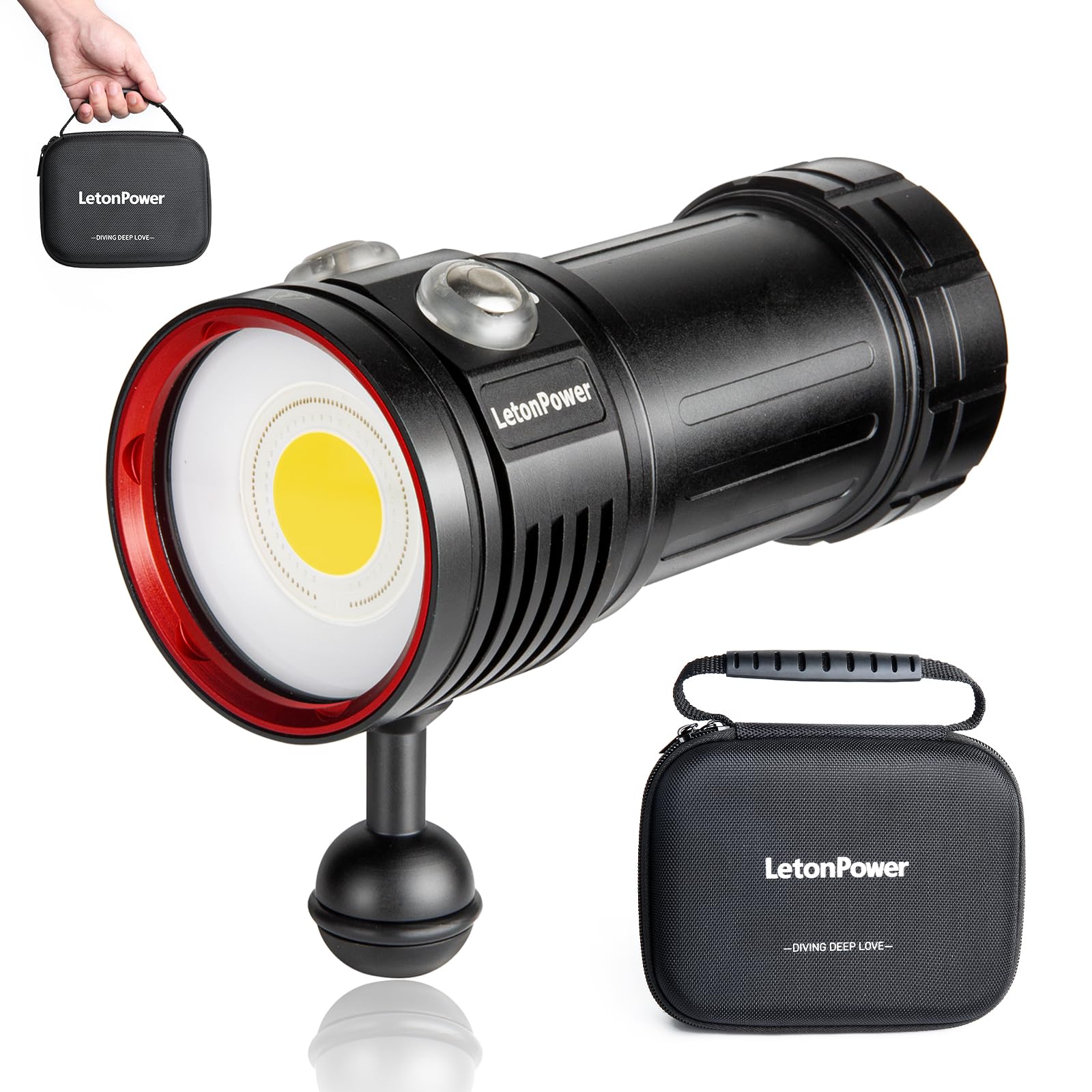 8000 Lumens Professional Diving Flashlight L12 - 100m Waterproof Scuba Light with Type-C Charging - Perfect for Underwater Photography, Cave Diving & Night Snorkeling