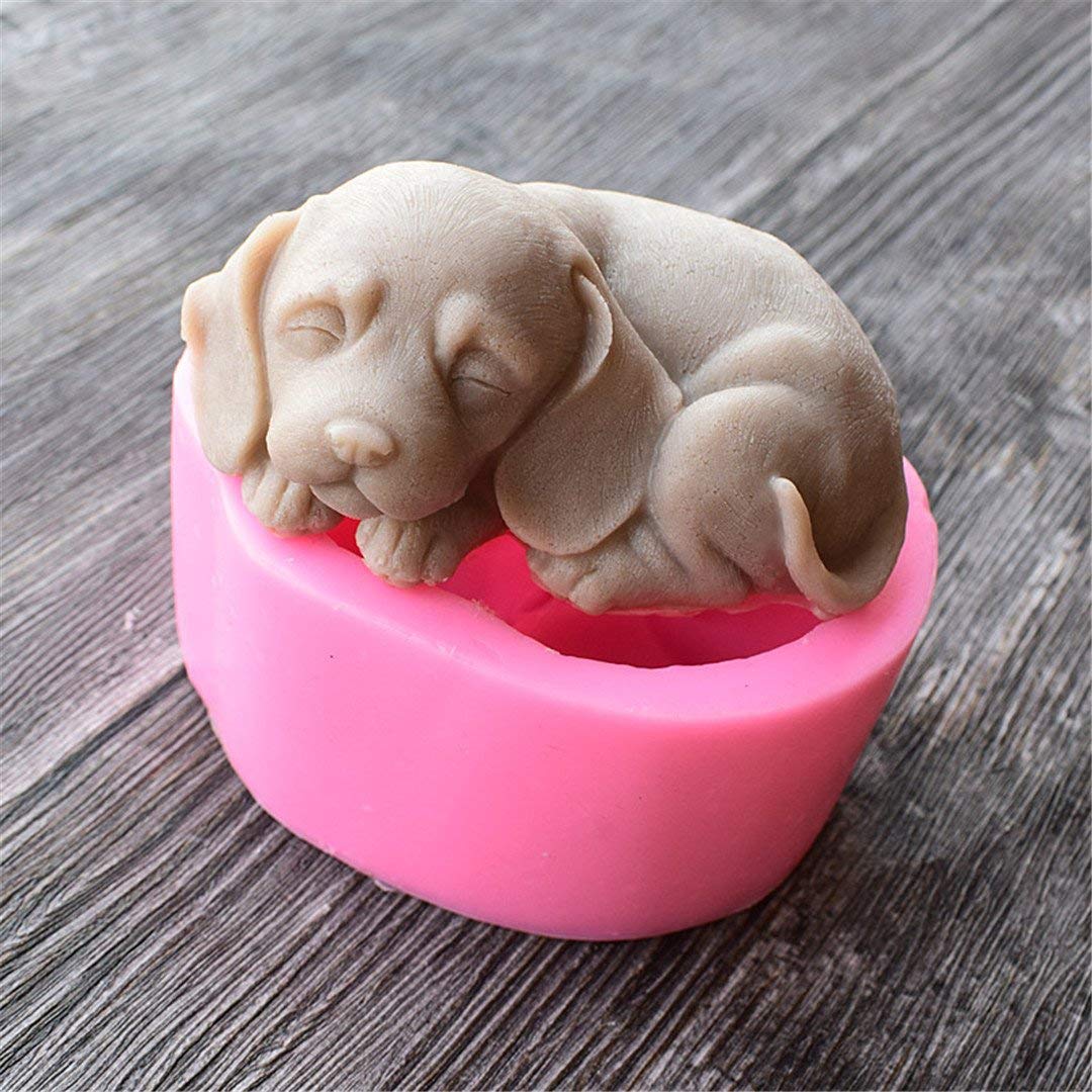 3D Dog Silicone Candle Molds - Cute Puppy Soap & Chocolate Cake Baking Molds - Fondant Cake Dog Molds (2-Piece Set) - Perfect for DIY Candles, Soap Making, Baking & Cake Decorating