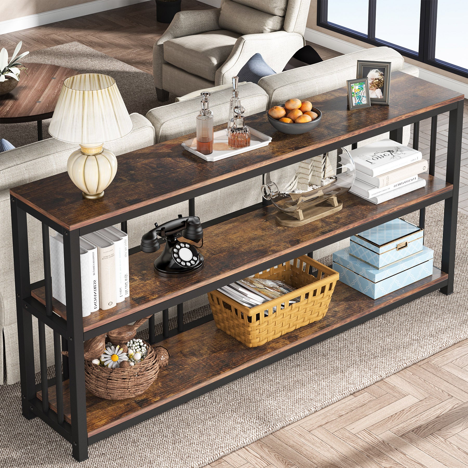 3-Tier Console Table for Living Room - 70.9
