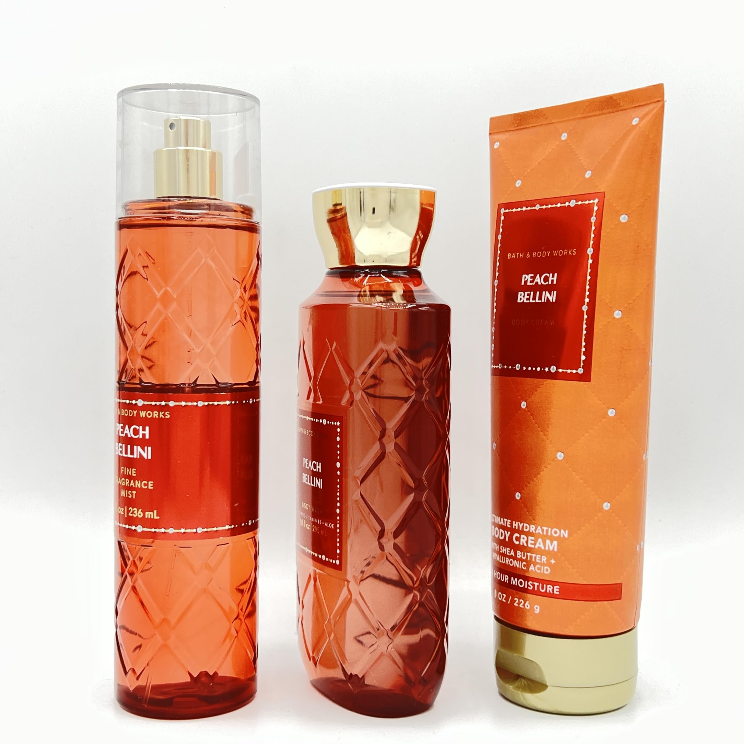 Peach Bellini 3-Piece Bath & Body Gift Set - Fragrance Mist, Body Wash & Hydrating Cream | Perfect for Spa Day, Self-Care & Gifts