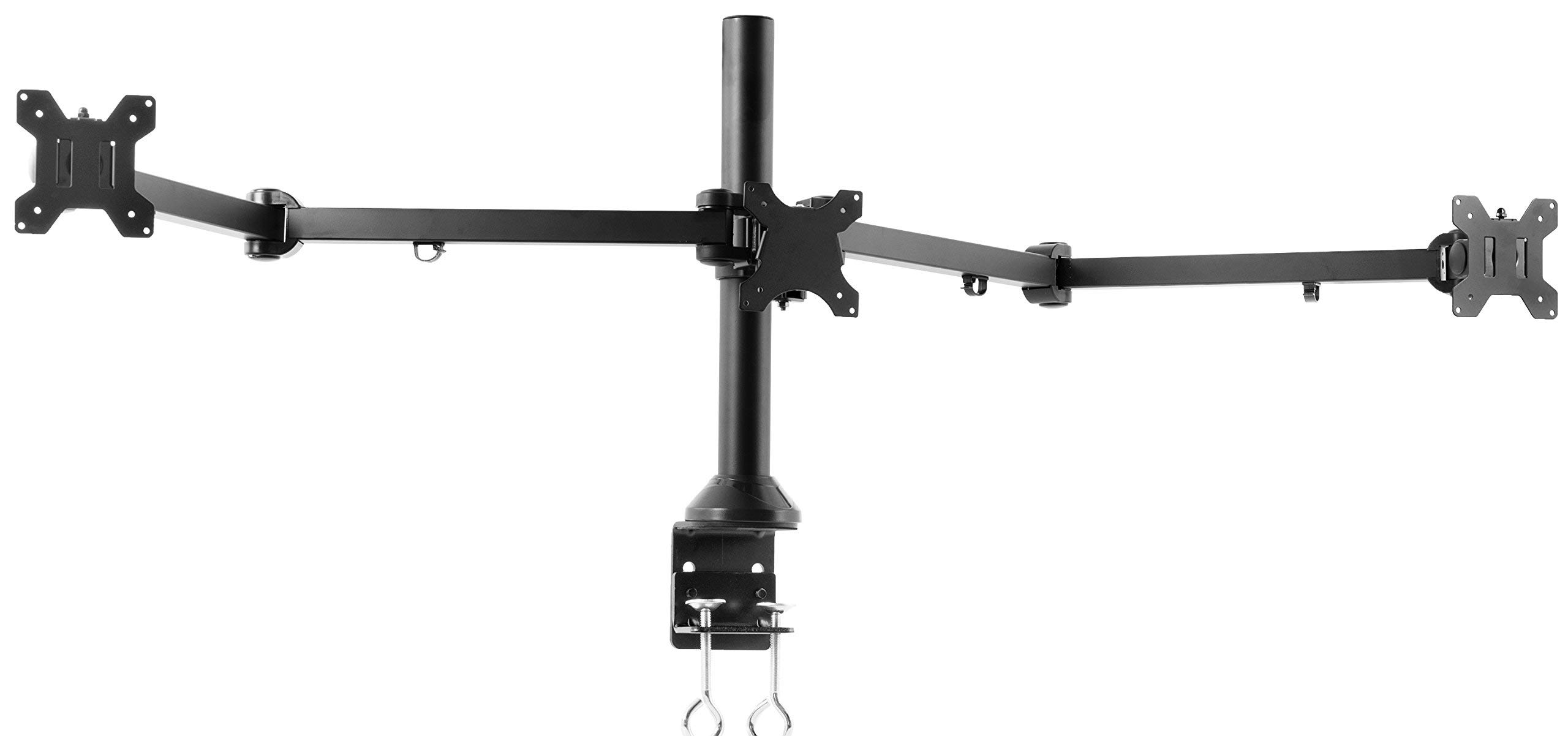 VIVO Triple Monitor Stand for 23 to 32 Inch Screens - Heavy Duty Adjustable VESA Mount with Tilt, Swivel & Rotation - Black STAND-V103 - Perfect for Multi-Screen Gaming, Office & Home Workstations