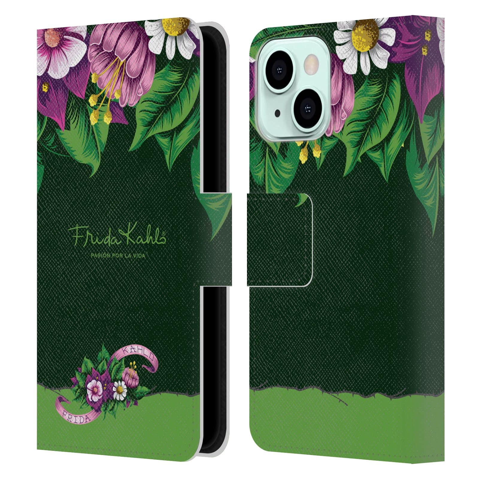 Frida Kahlo Blooms Purple Florals Leather iPhone 13 Mini Case - Stylish Protection for Everyday Use, Travel, and Gifting