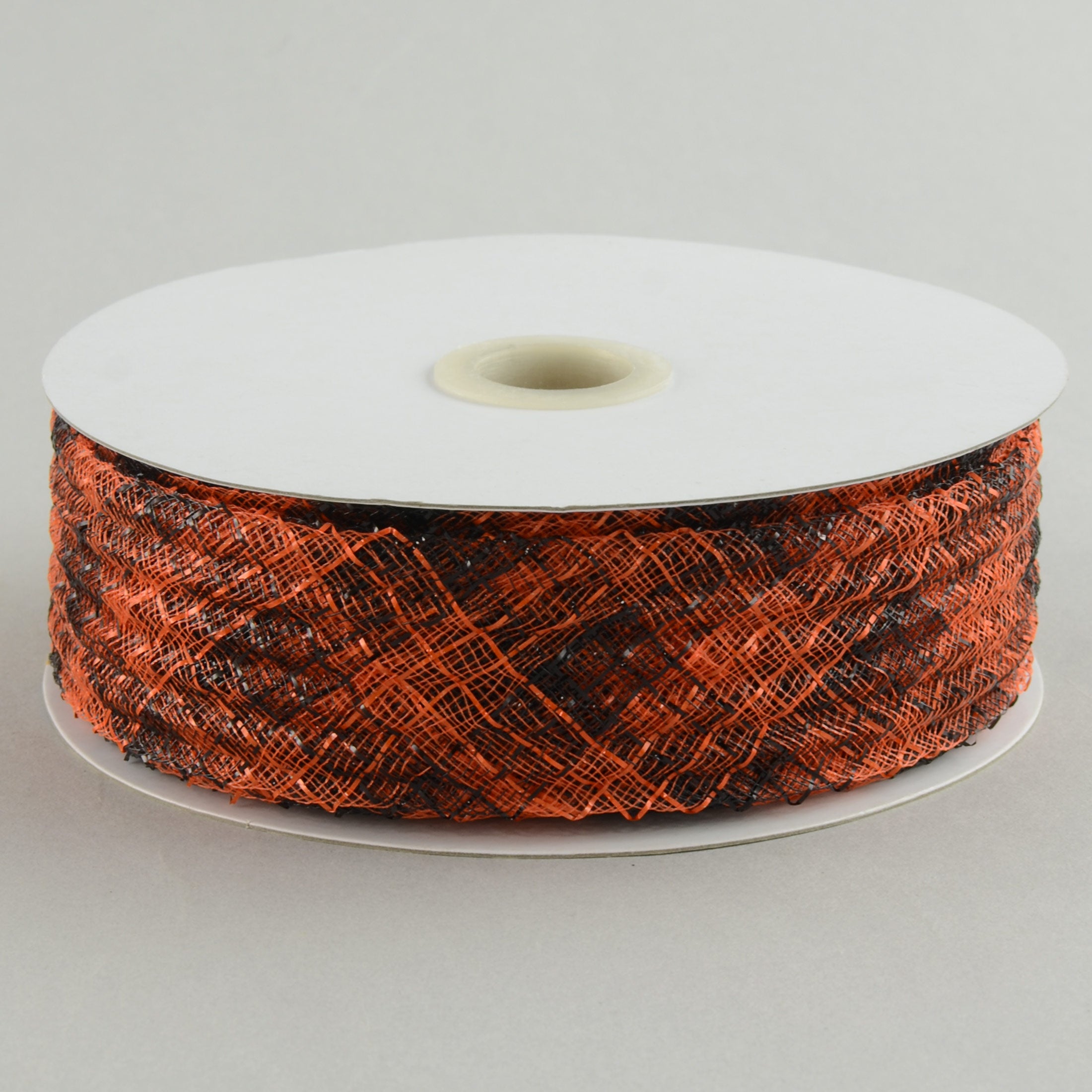 1.5 Inch Deco Flex Mesh Ribbon - Orange and Black Plaid Design - 30 Yards Roll for Gift Wrapping, Crafts, and Holiday Decorations