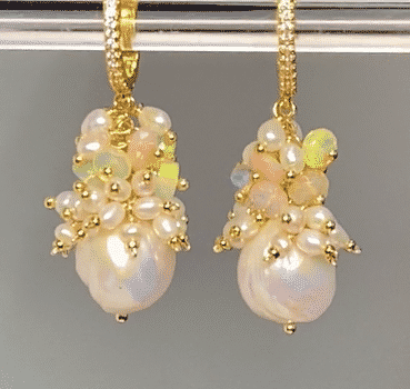 Baroque Pearl and Gold Filled Cluster Earrings - Vintage Style Dangle Earrings for Women, Gift for Her, Perfect for Weddings, Parties & Special Occasions