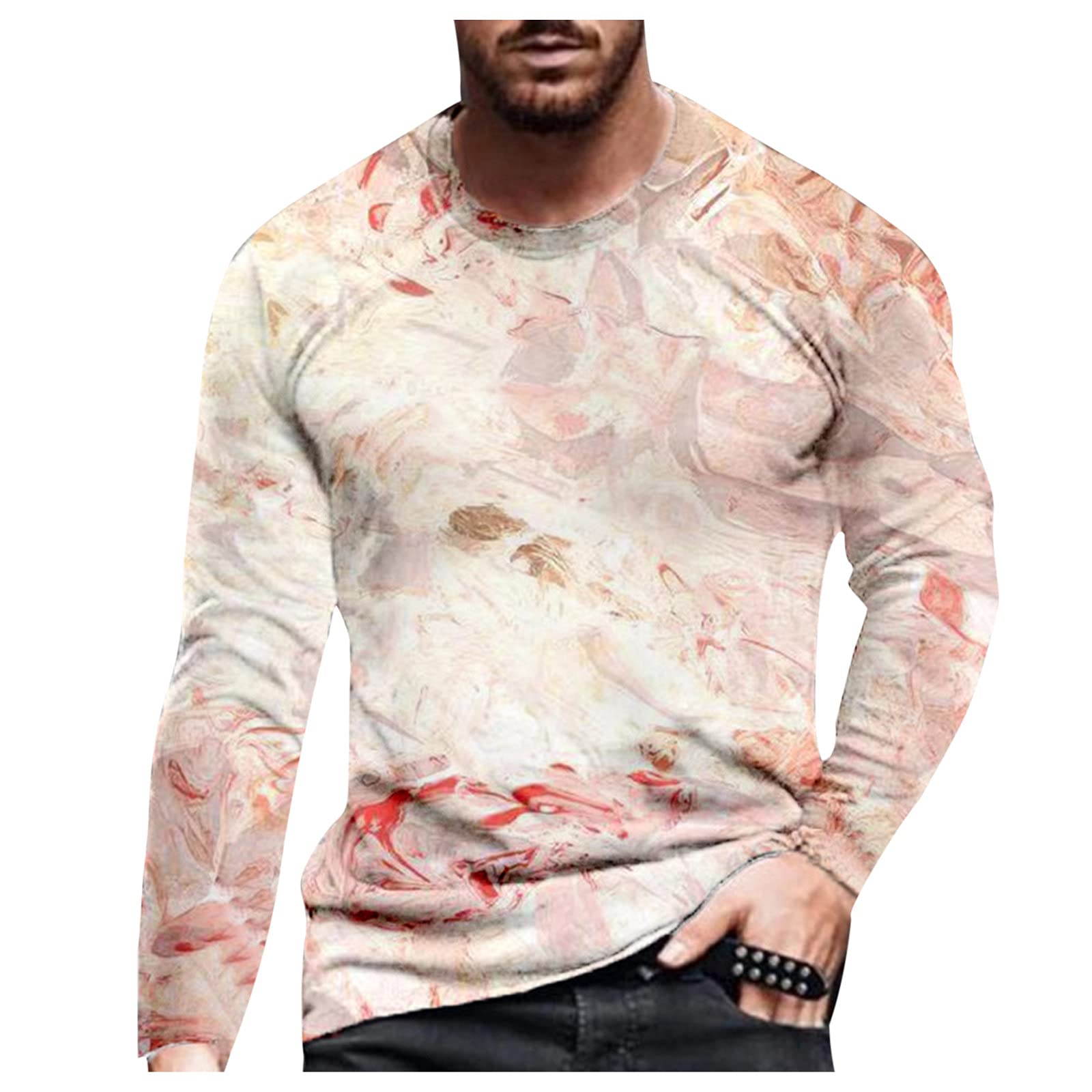 XXBR Men's Soldier Long Sleeve T-Shirt - 3D Novelty Oil Painting Print Crewneck Tee for Workout & Casual Wear | Military Style Fashion Top for Gym, Streetwear & Everyday Outfits