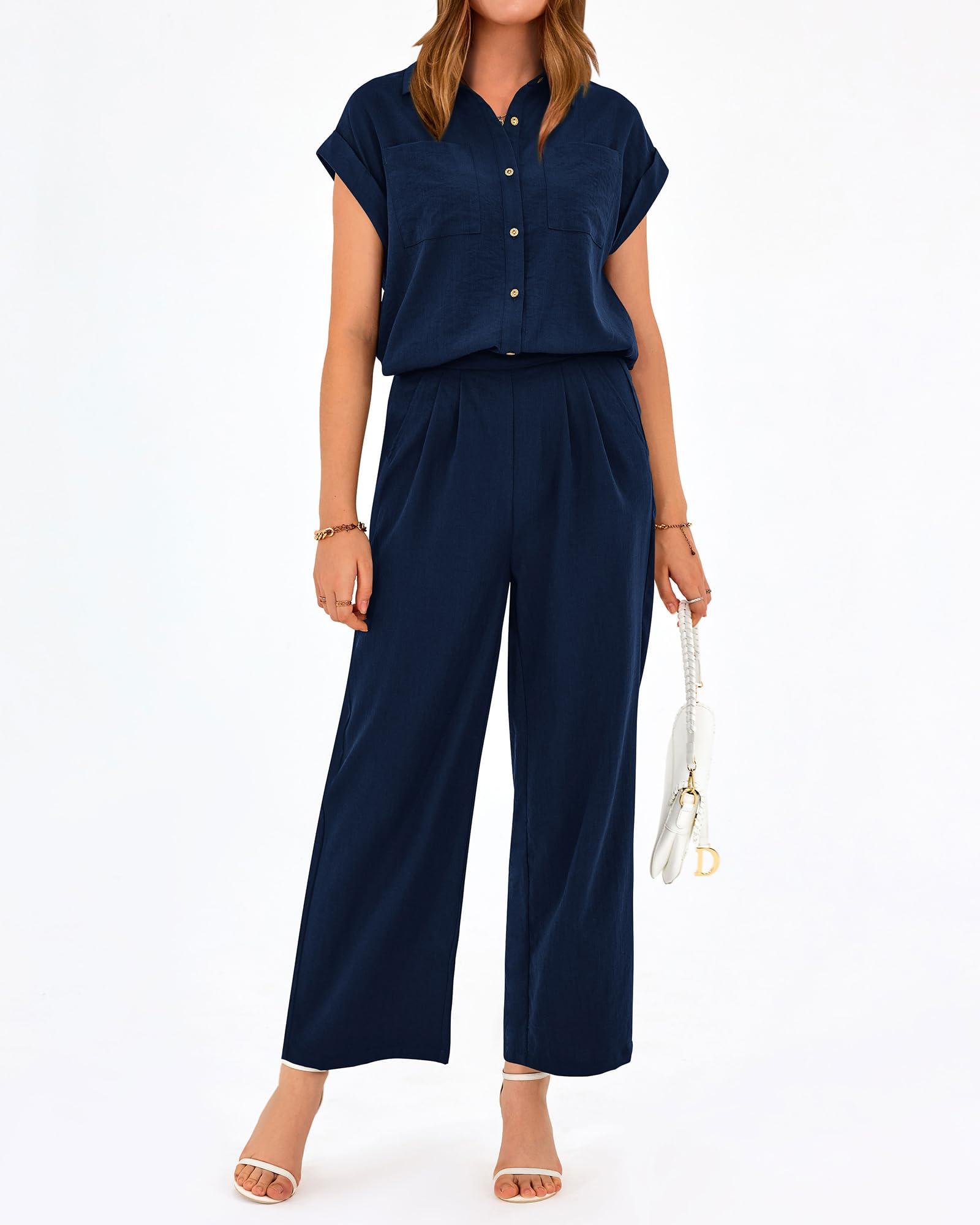 PRETTYGARDEN Women's 2-Piece Summer Outfit Set - Cap Sleeve Top & Palazzo Pants for Casual, Vacation & Travel | Dressy Lounge Wear for Beach, Brunch & Date Nights