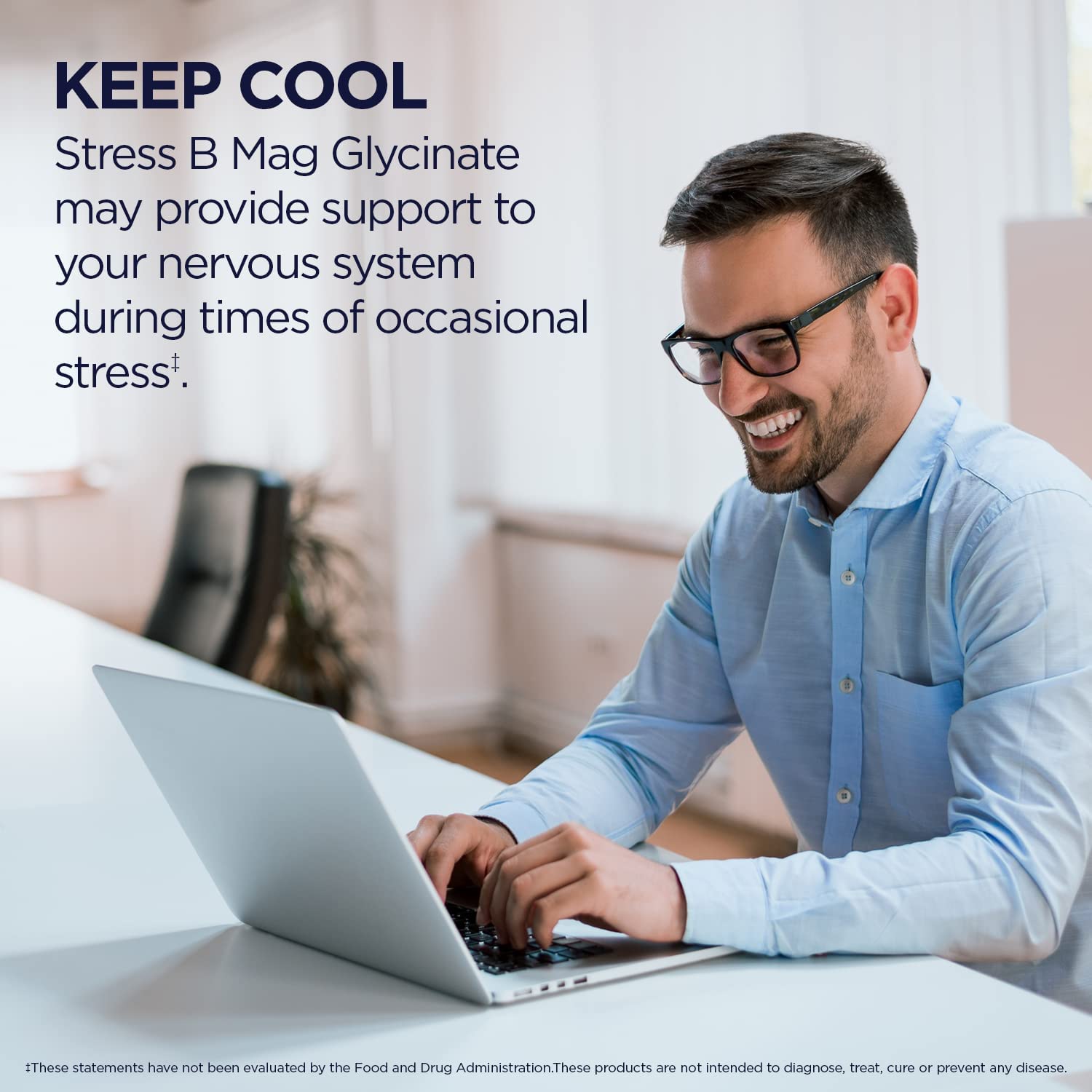KAL Stress B Mag Glycinate Supplement - Supports Relaxation & Stress Relief - Vegan, Non-GMO - Perfect for Daily Stress Management & Better Sleep