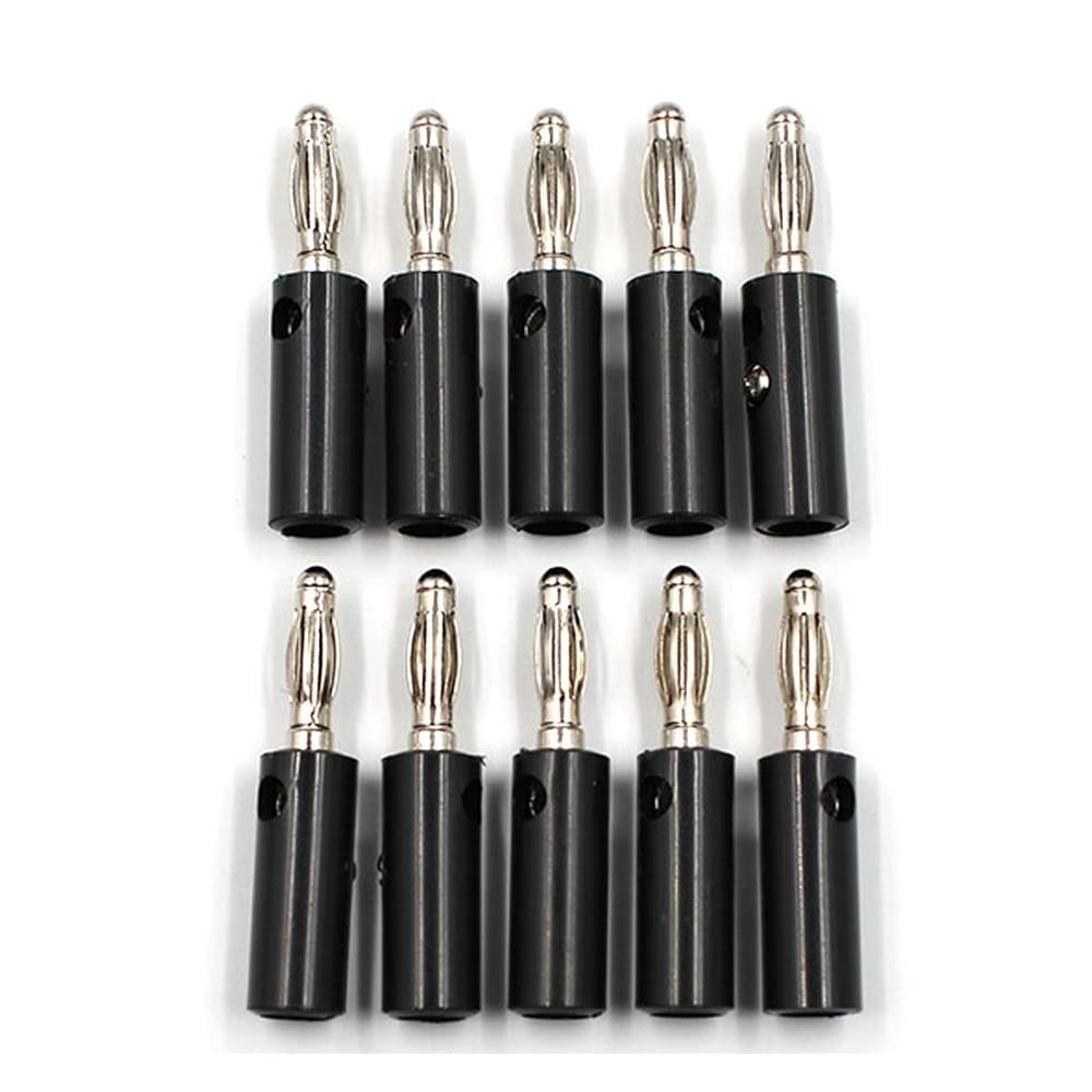 10pcs Gold Plated Banana Plugs 4mm Speaker Connectors - Red & Black Audio Screw Terminals for Home Theater, Car Audio, and DIY Speaker Projects