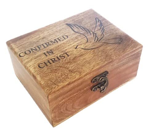 RK Collections Confirmed in Christ Keepsake Jewelry Box - First Communion Gift, Confirmation Rosary Holder - Perfect for Religious Ceremonies & Memory Storage