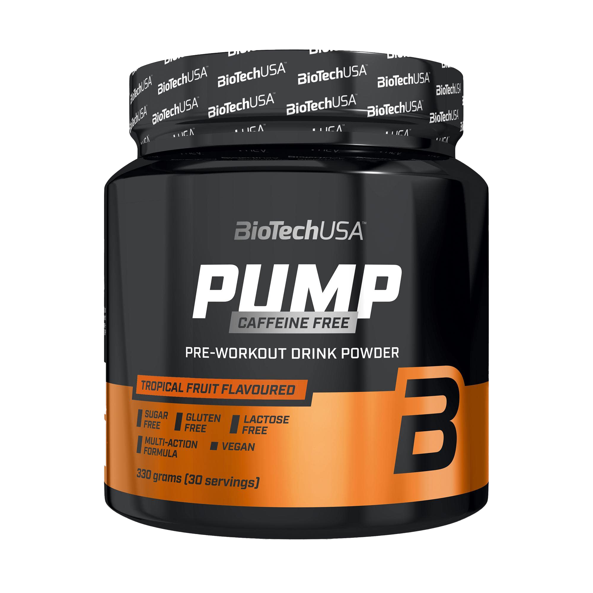 BioTechUSA Pump Caffeine Free Pre-Workout Powder - Tropical Fruit Flavor 330g for Muscle Energy & Performance | Gym, Fitness & Bodybuilding Supplement