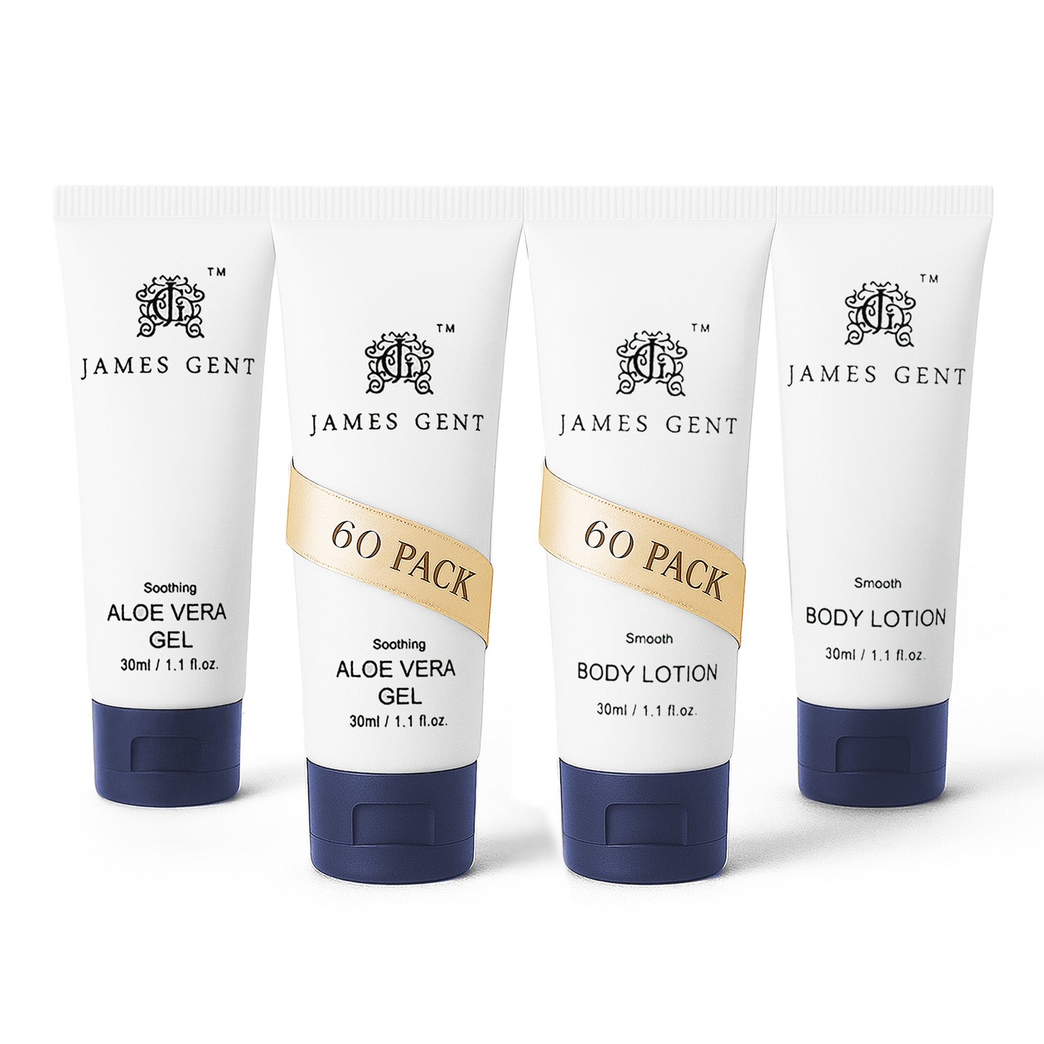 20-Pack James Gent Body Lotion & Aloe Vera Gel Travel Size Duo (120 Total) - Sunburn Relief & Moisturizing Gift Set for Men - Perfect for Travel, Gym, Post-Sun Care & Dry Skin Treatment